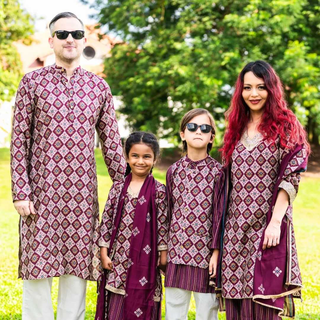 matching family sets in tara purple
