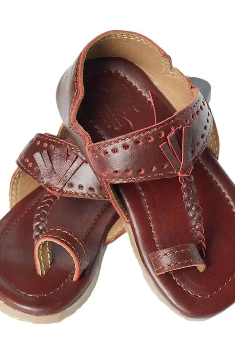 Brown Tassel Boys' Kolhapuri Sandals Pretty Random Design