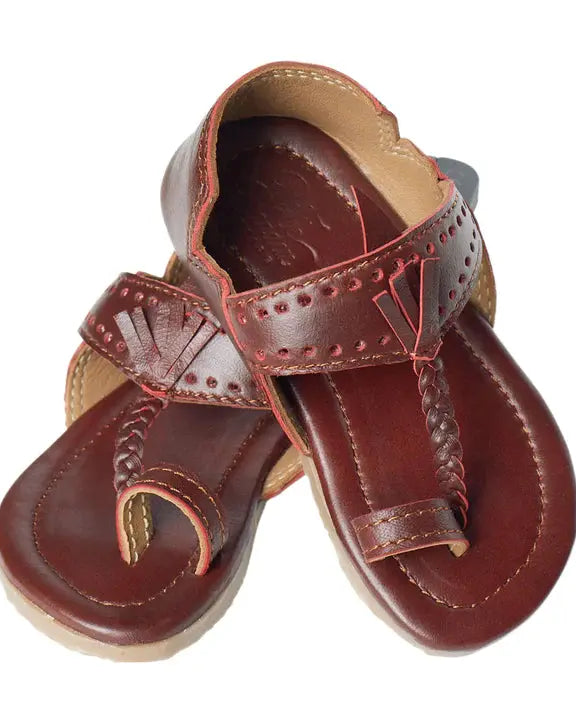Brown Tassel Boys' Kolhapuri Sandals Pretty Random Design