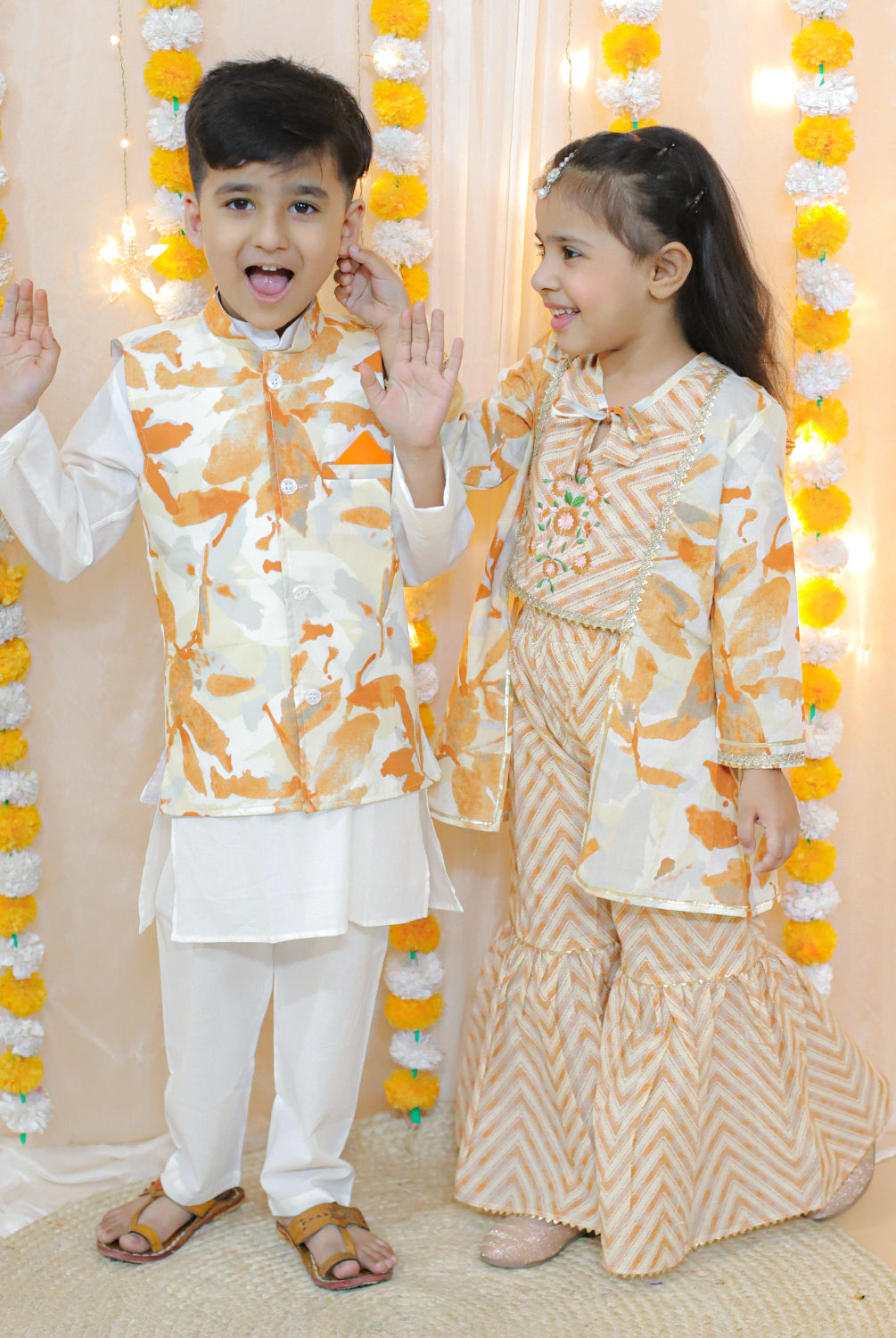 Splash Kurta set for boys - orange