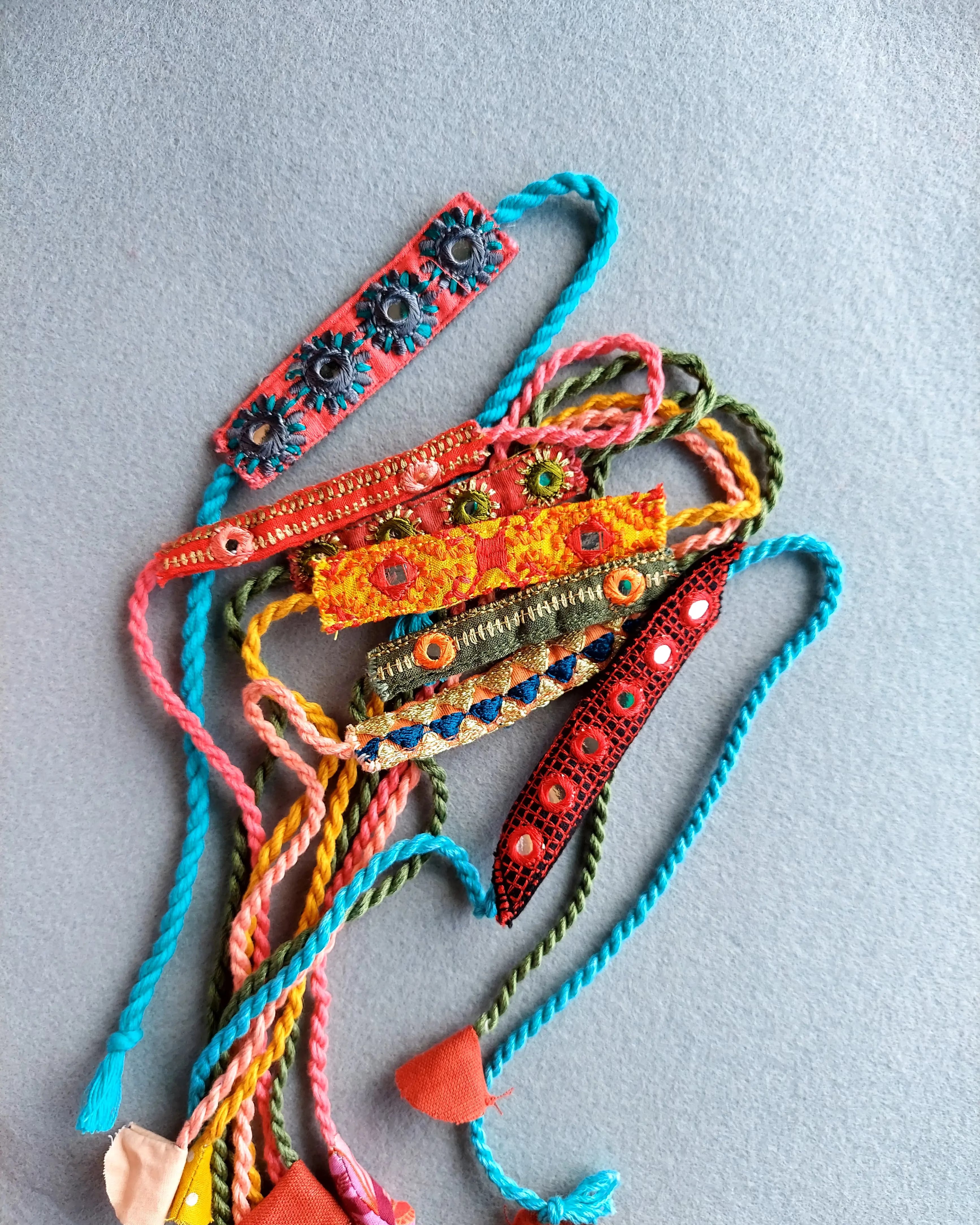 Upcycled Handmade Mirror Rakhi Nimbu Kids