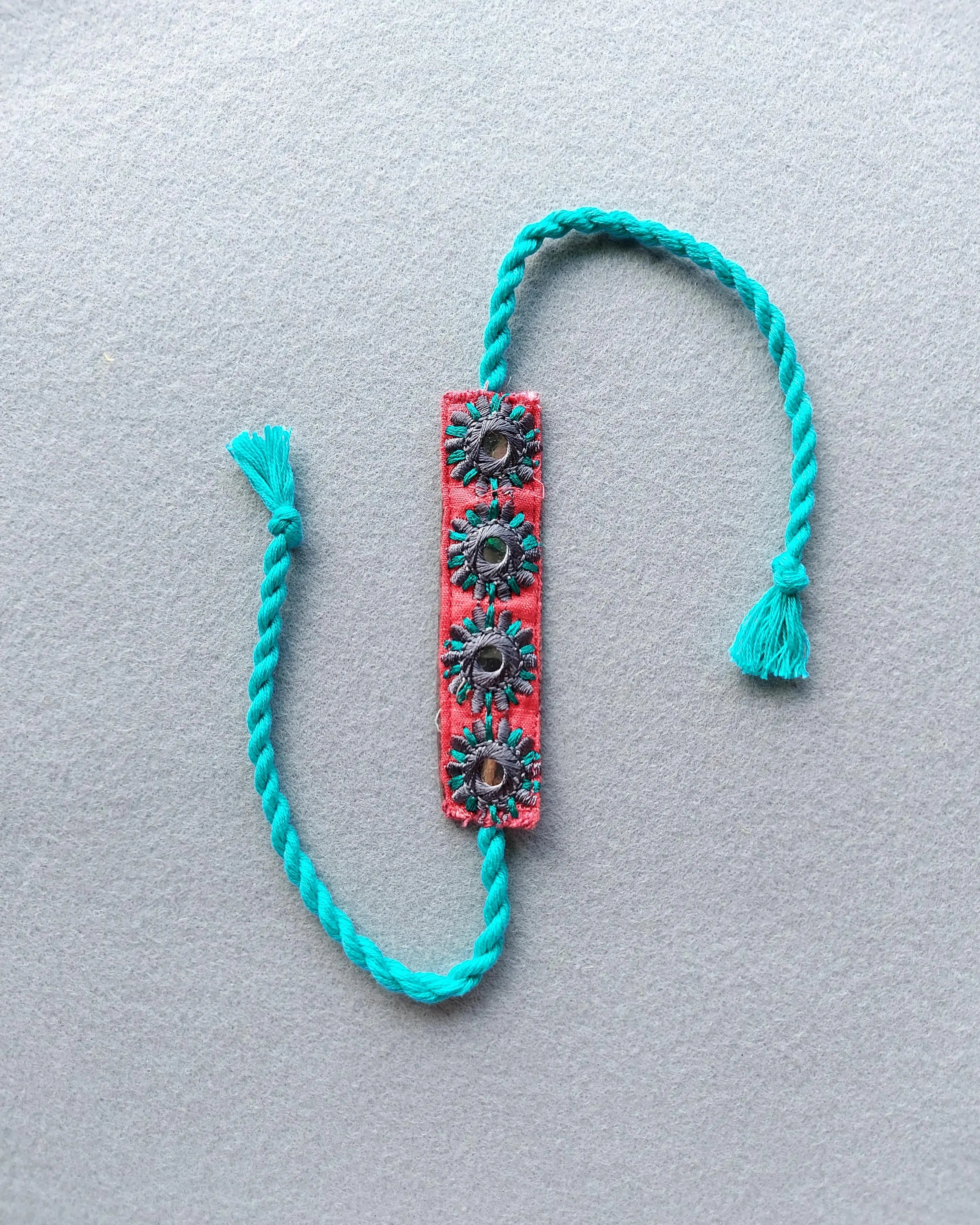 Upcycled Handmade Mirror Rakhi Nimbu Kids