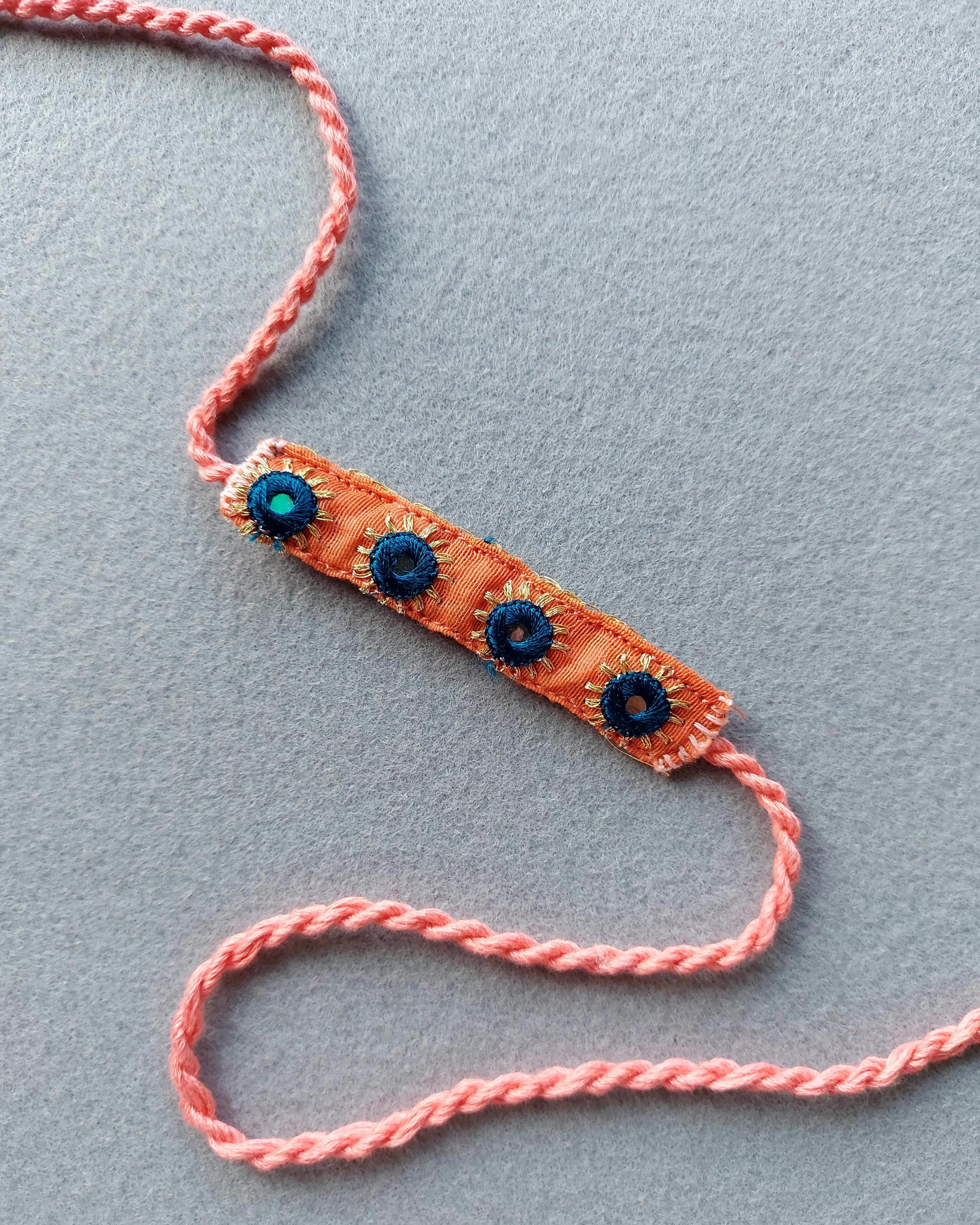 Upcycled Handmade Peach Love Rakhi Nimbu Kids