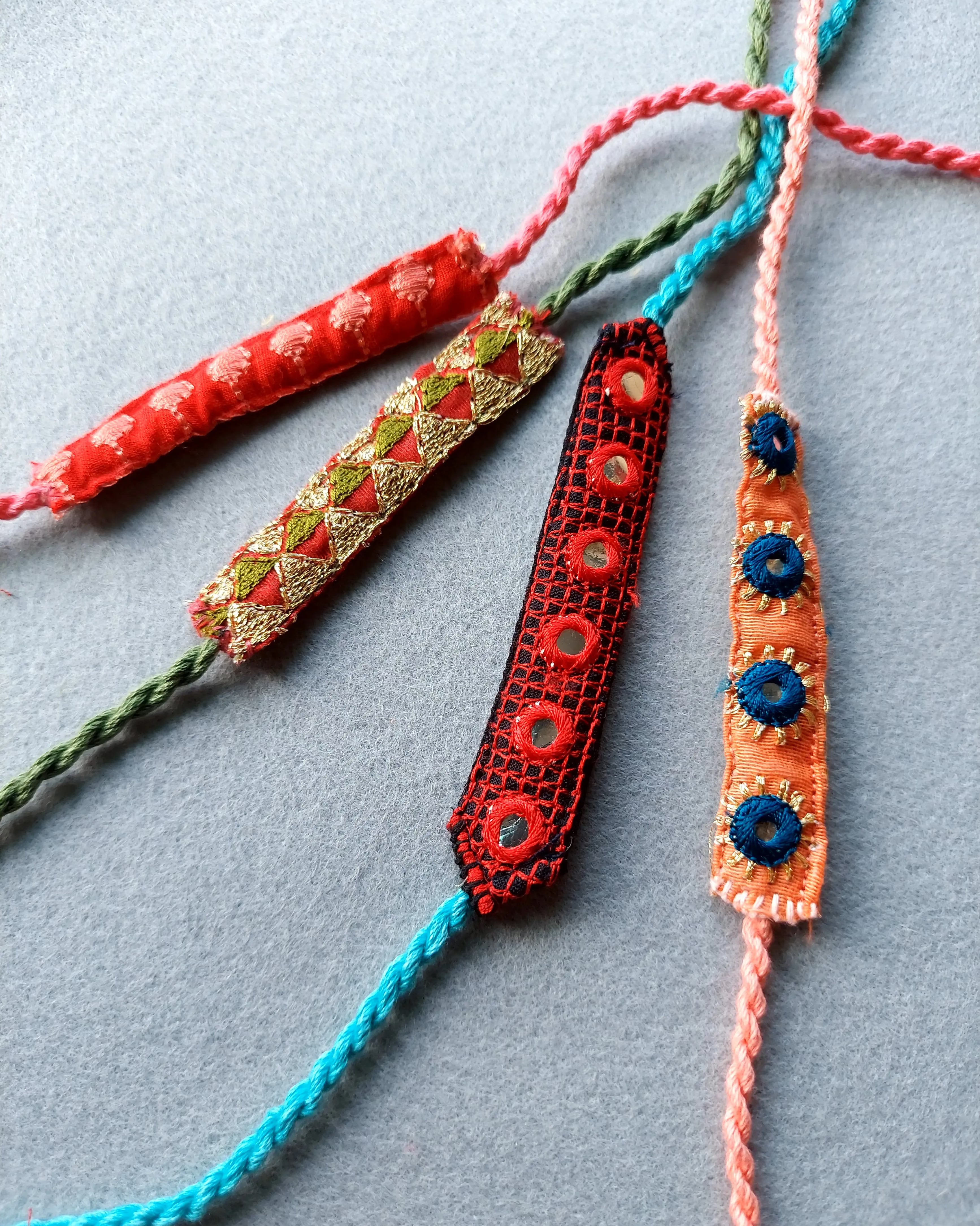 Upcycled Handmade Mirror Rakhi Nimbu Kids