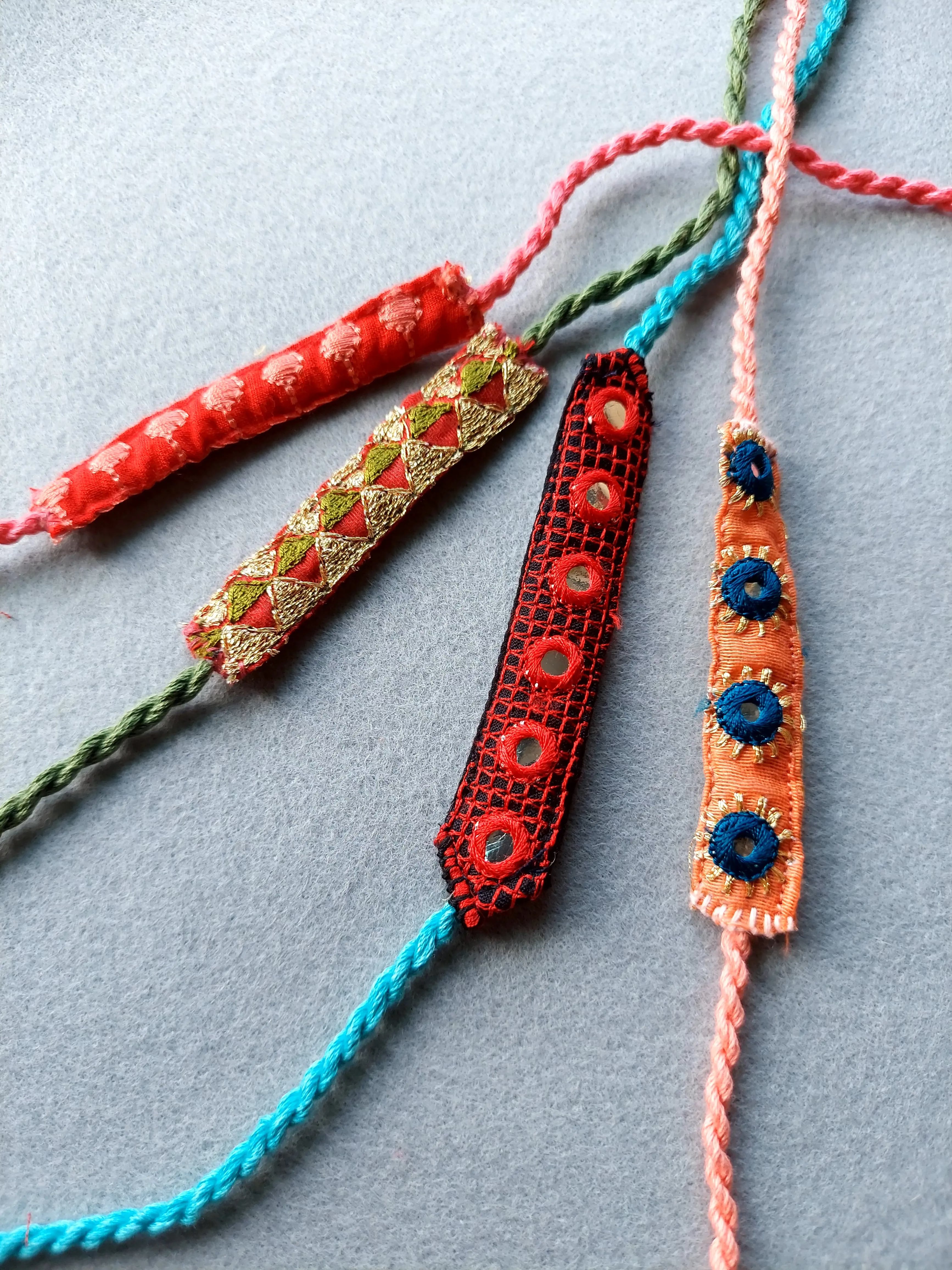 Upcycled Handmade Mirror Rakhi Nimbu Kids