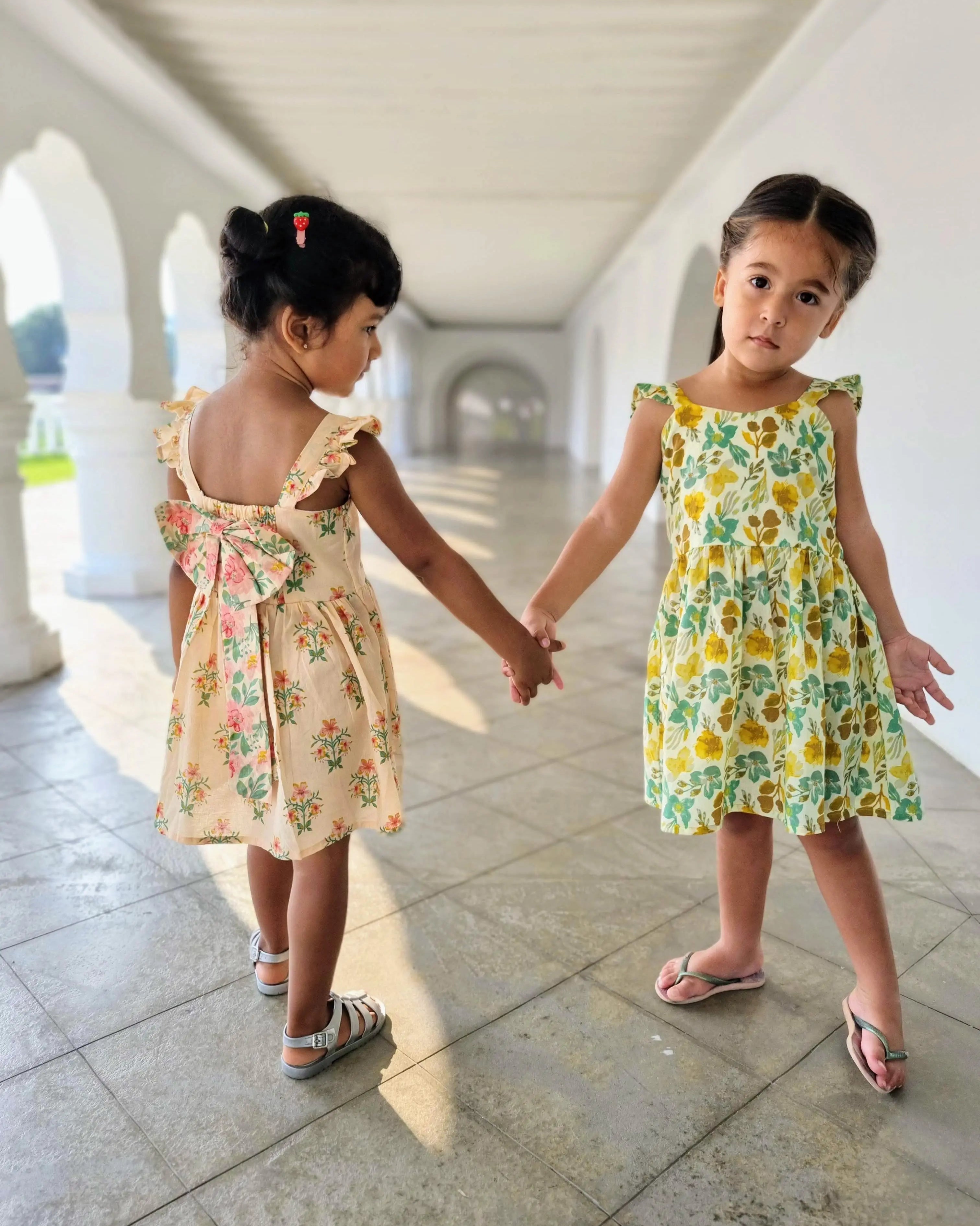 Breeze Yellow Floral Frock Dress Nimbu
