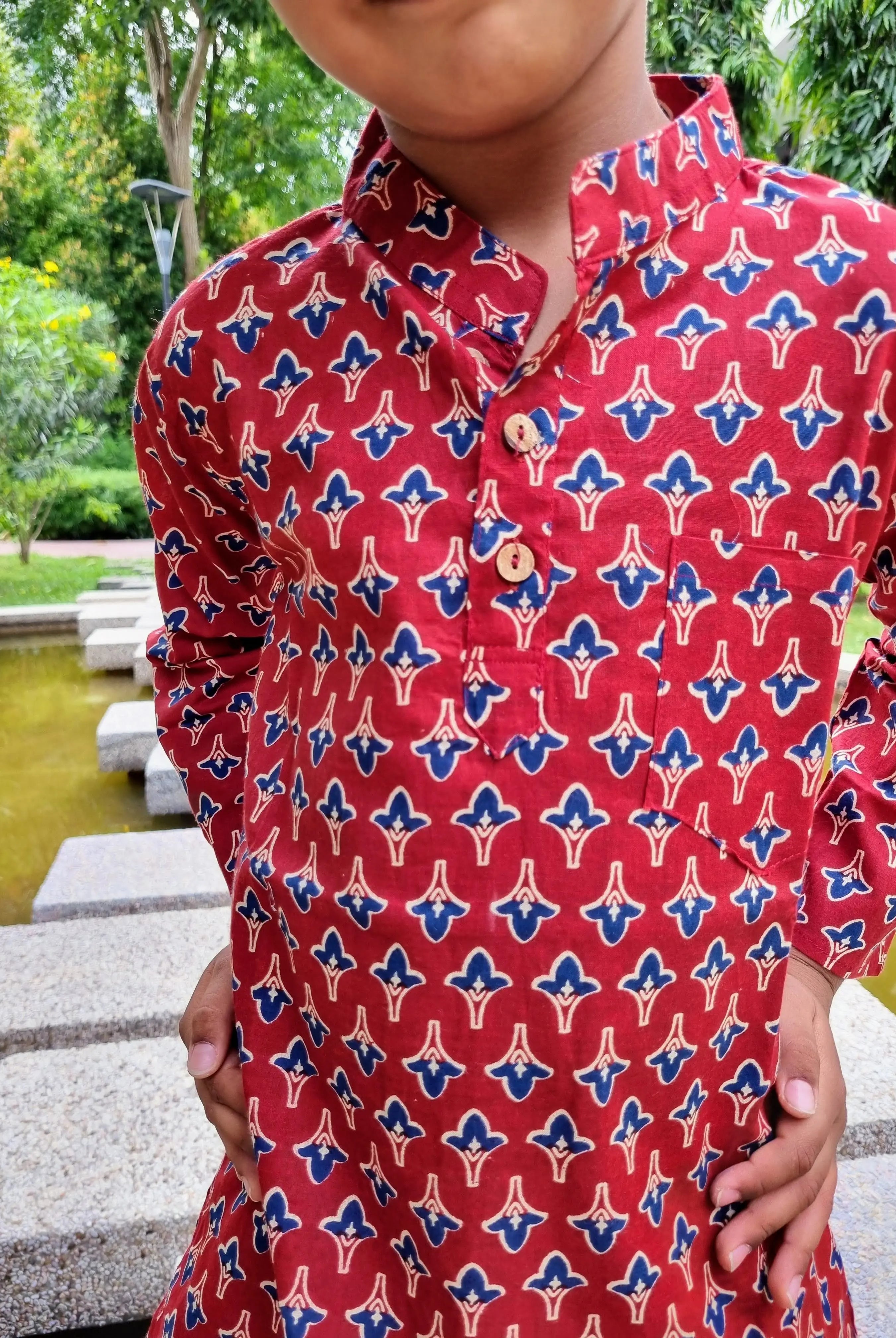 Maroon Booti Kurta Pajama Set Nimbu kids