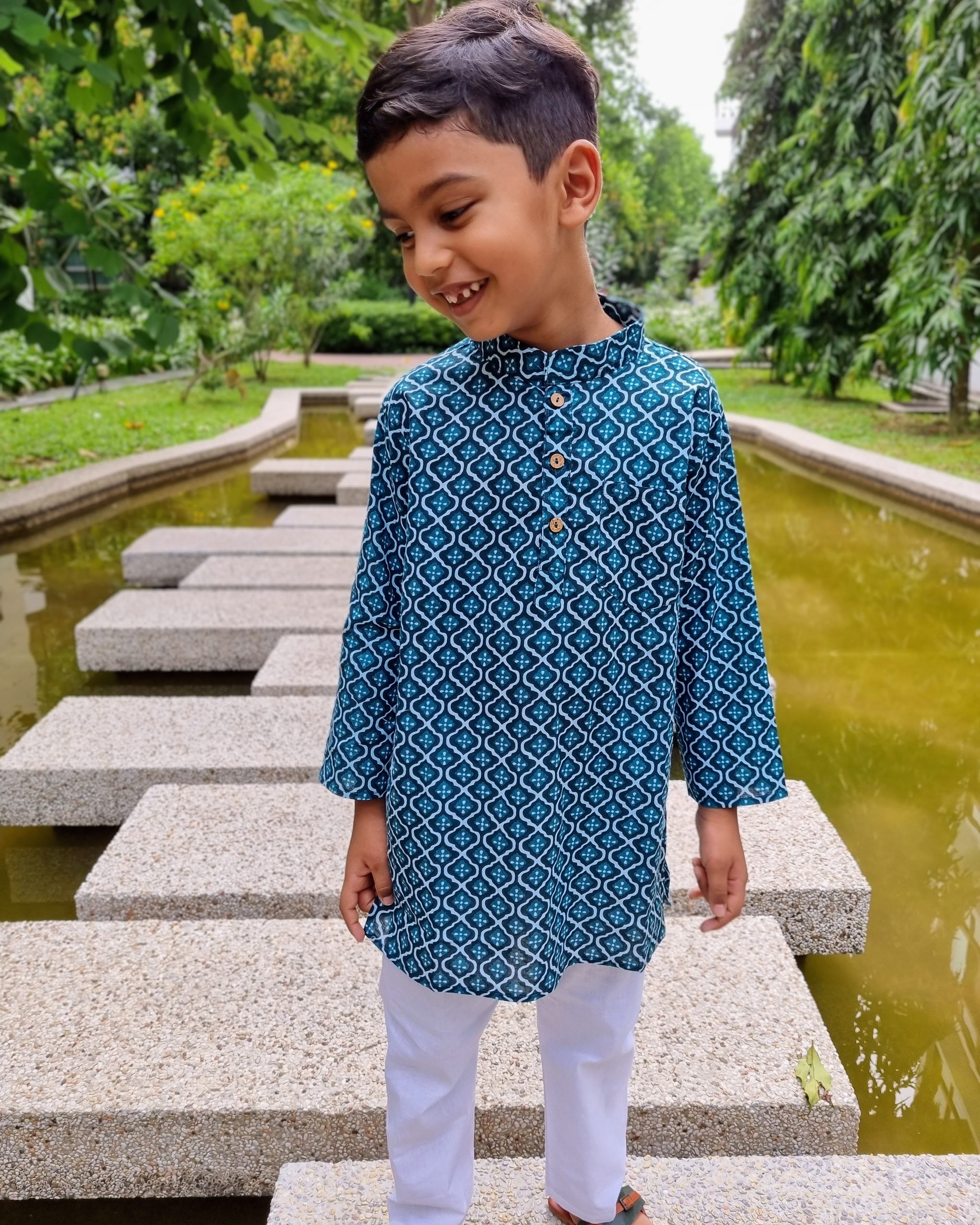 Boys kurta pajama in neel blue