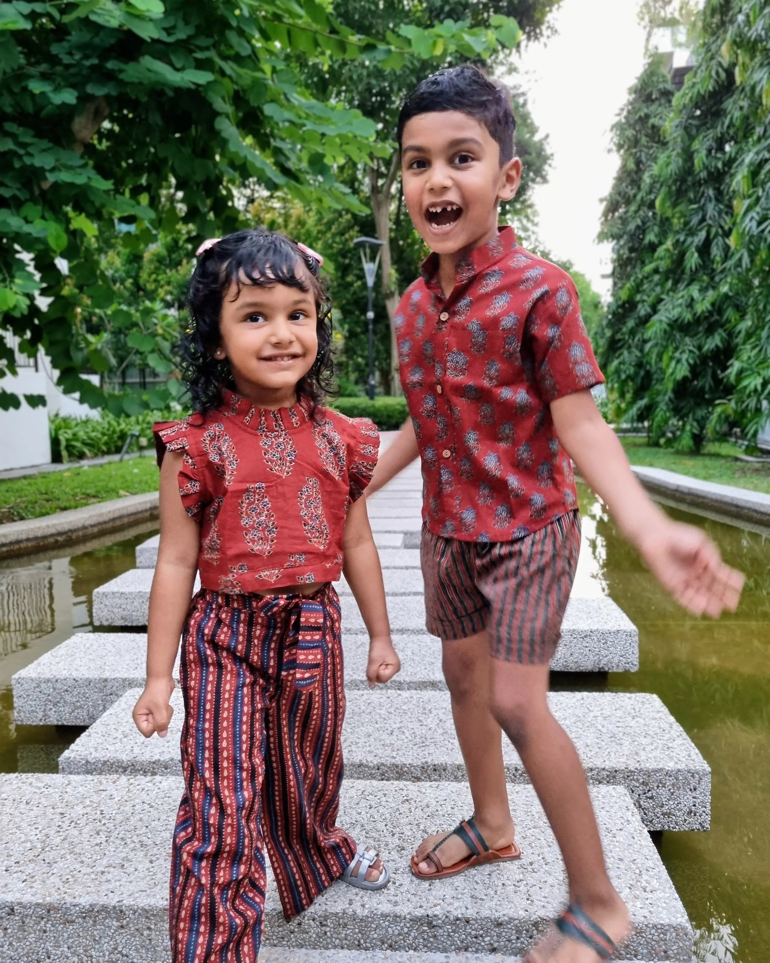 Royal Maroon Sleeveless Crop top & Palazzo Set for girls Nimbu