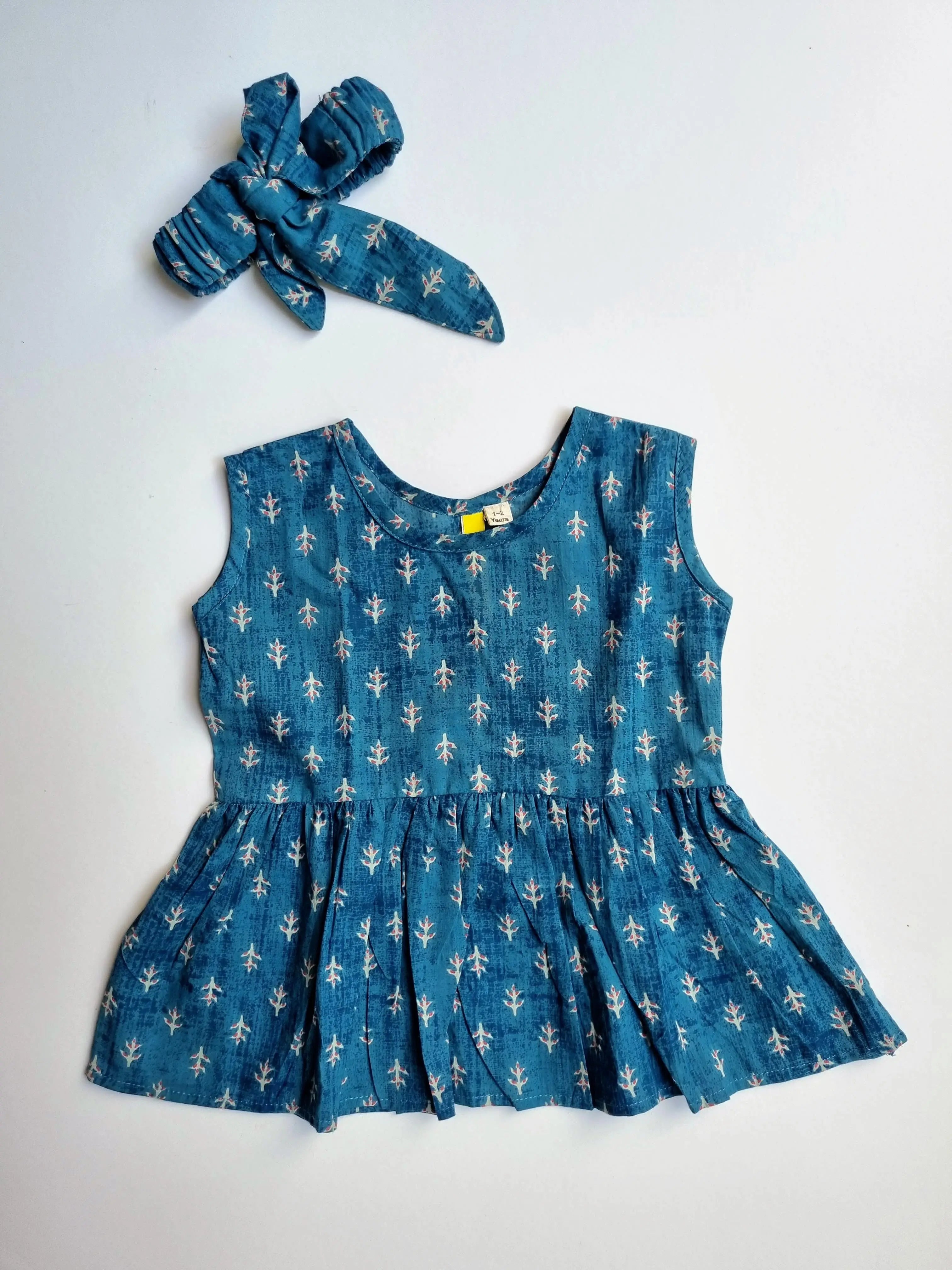 Pattern Blue Girls Frock Nimbu