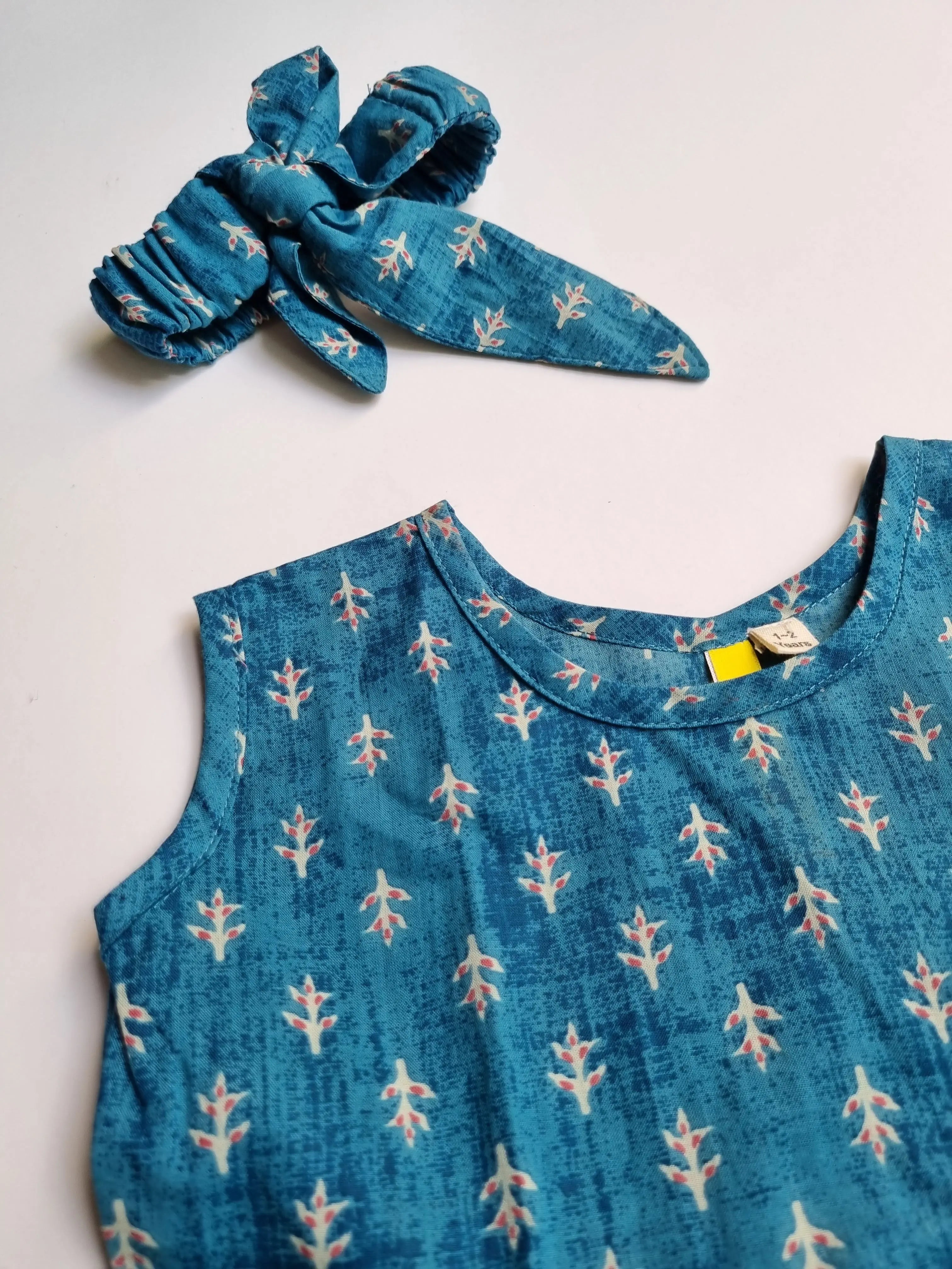 Pattern Blue Girls Frock Nimbu