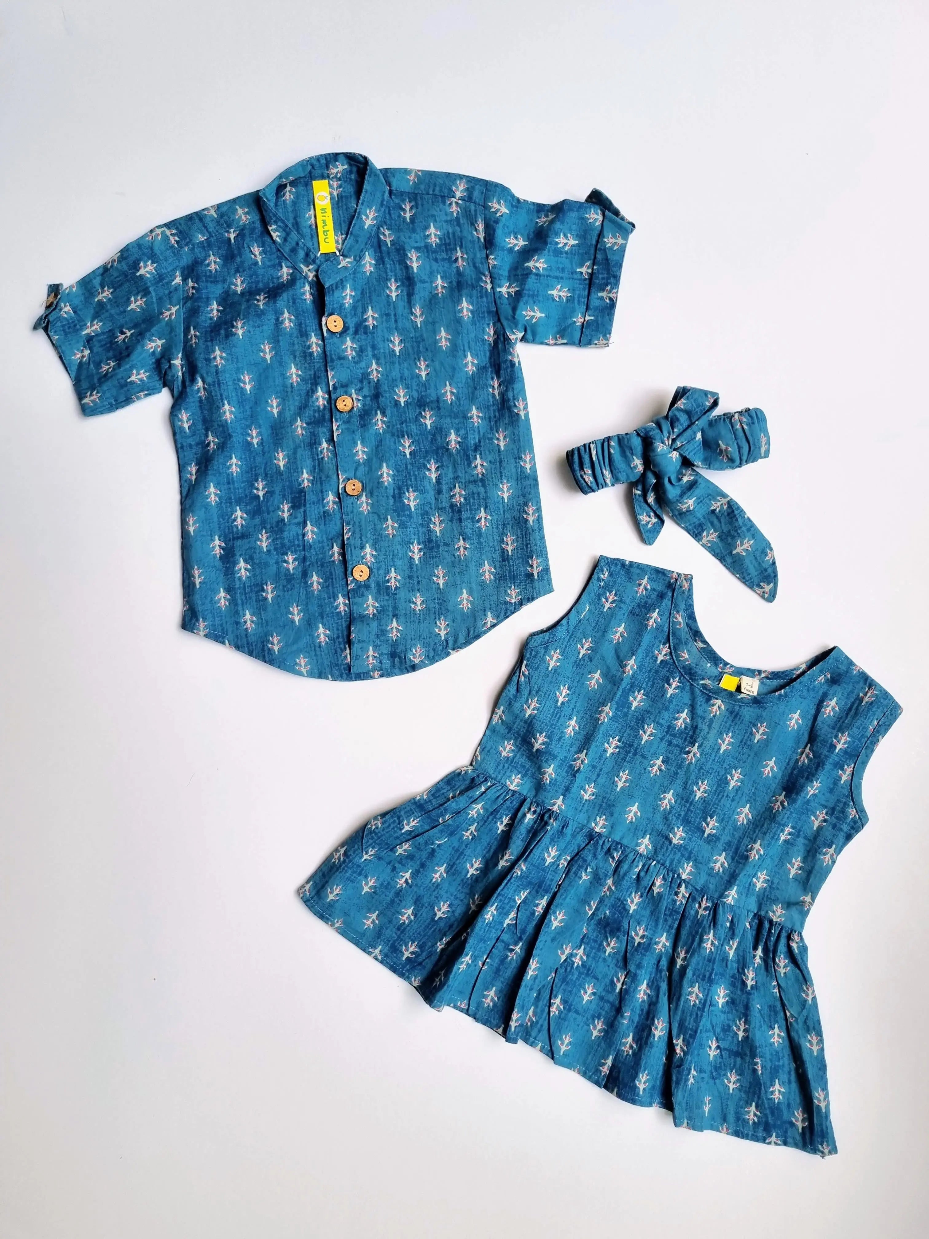 Pattern Blue Girls Frock Nimbu