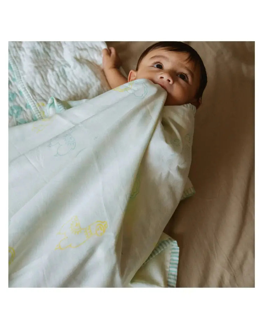 Mulmul Muslin Hand Block Printed Dohar (Toddler Blanket) Dulaar