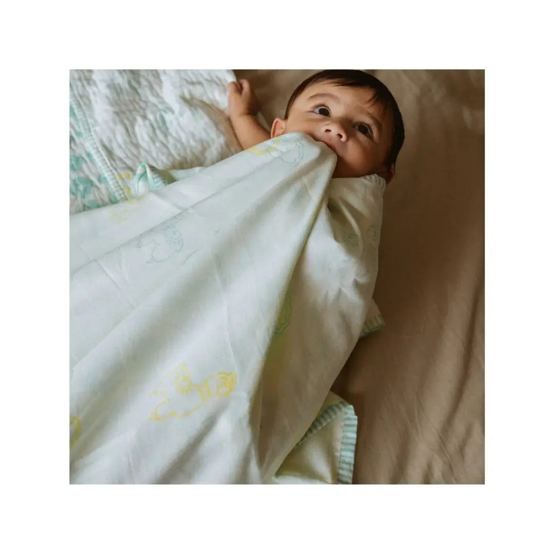 Mulmul Muslin Hand Block Printed Dohar (Toddler Blanket) Dulaar