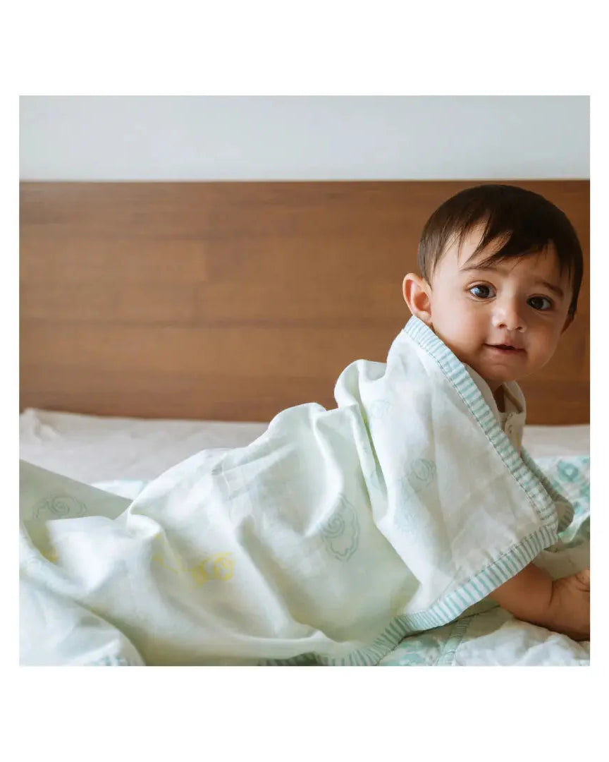 Mulmul Muslin Hand Block Printed Dohar (Toddler Blanket) Dulaar