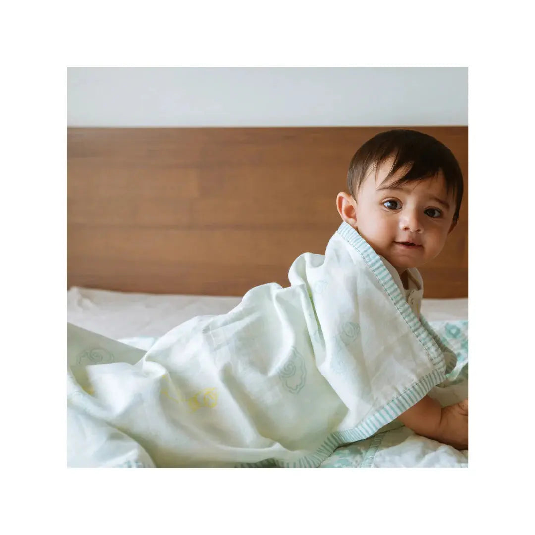 Mulmul Muslin Hand Block Printed Dohar (Toddler Blanket) Dulaar