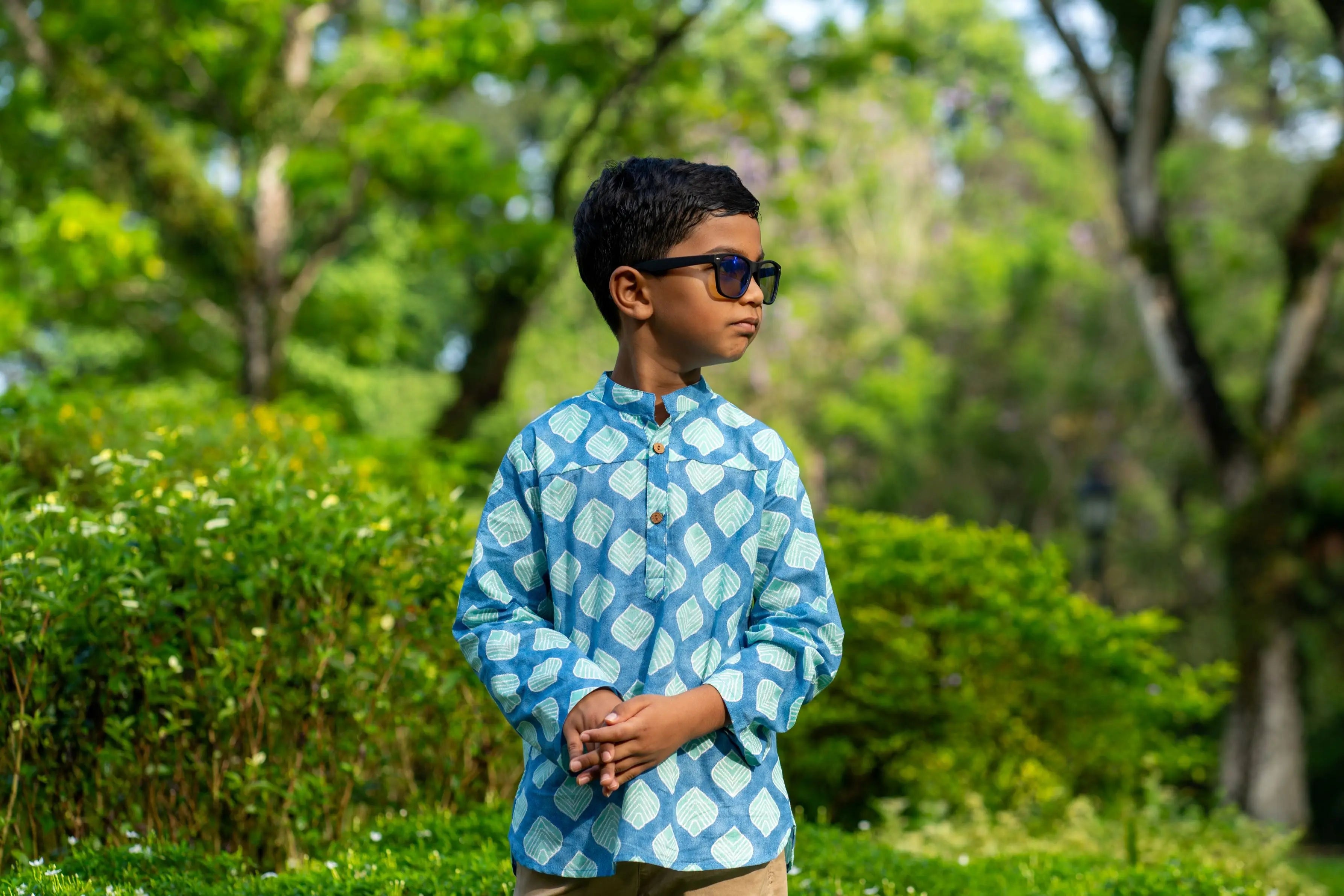 Zayn Boys Short Kurta in Turquoise Blue Nimbu