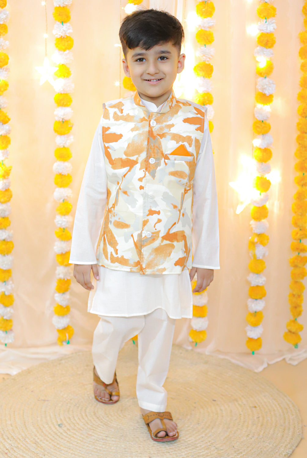 Splash Kurta set for boys - orange