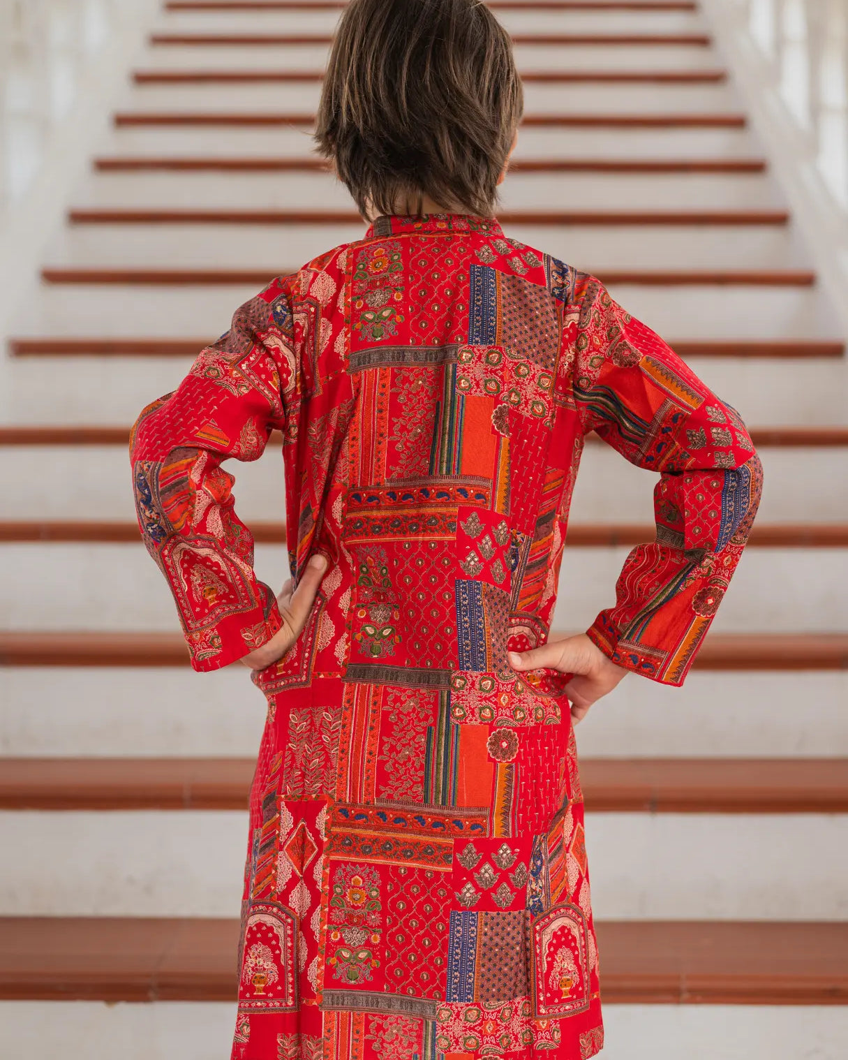 Amara Red Boys Kurta Pajama in Muslin Cotton Nimbu