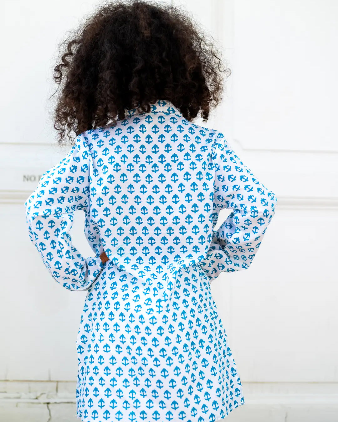 Anchor Blue Handblock Cotton Kurta Pajama Nimbu