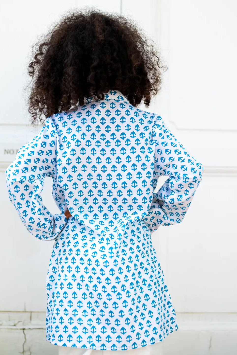 Anchor Blue Handblock Cotton Kurta Pajama Nimbu