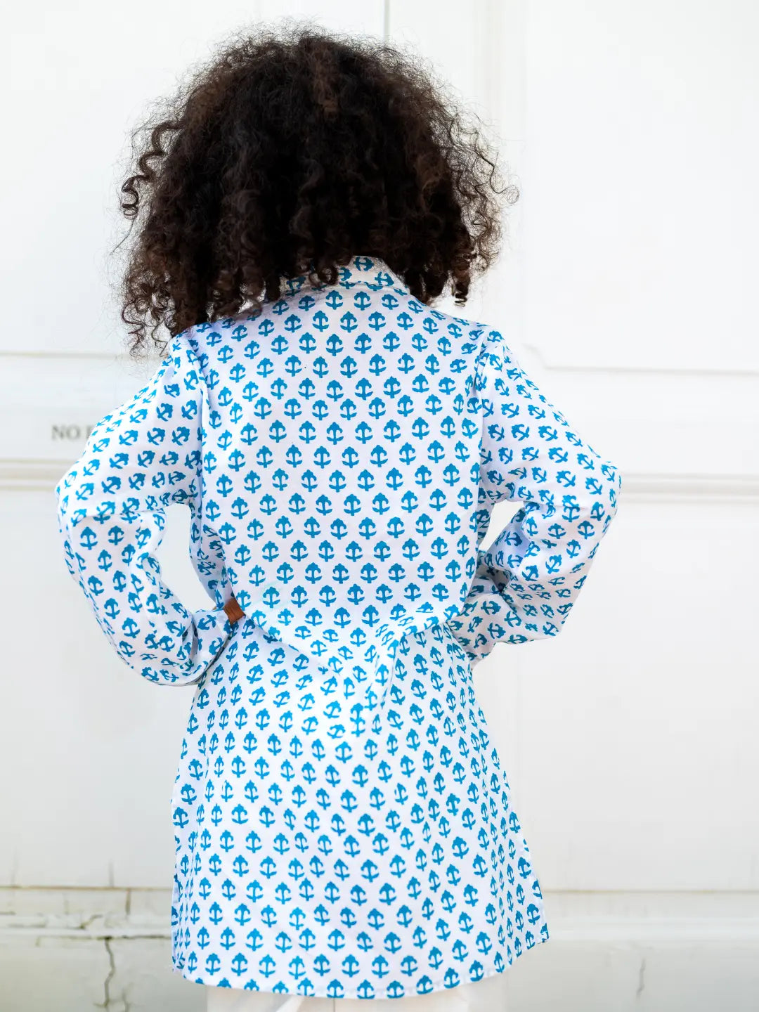 Anchor Blue Handblock Cotton Kurta Pajama Nimbu