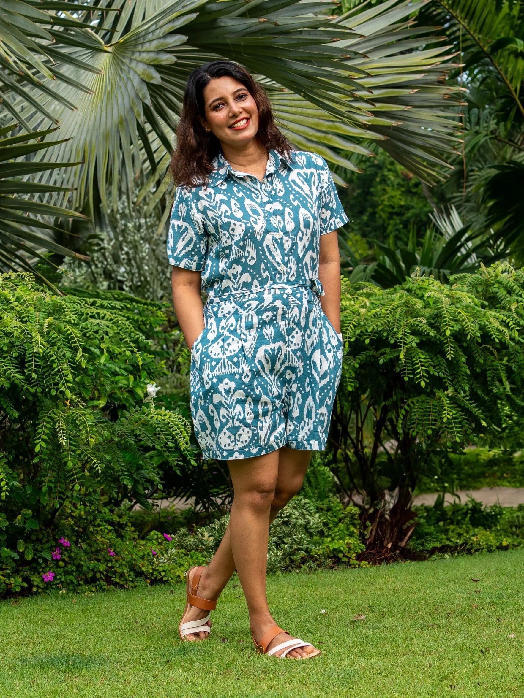 Ankara Blue Womens Cotton Playsuit Nimbu