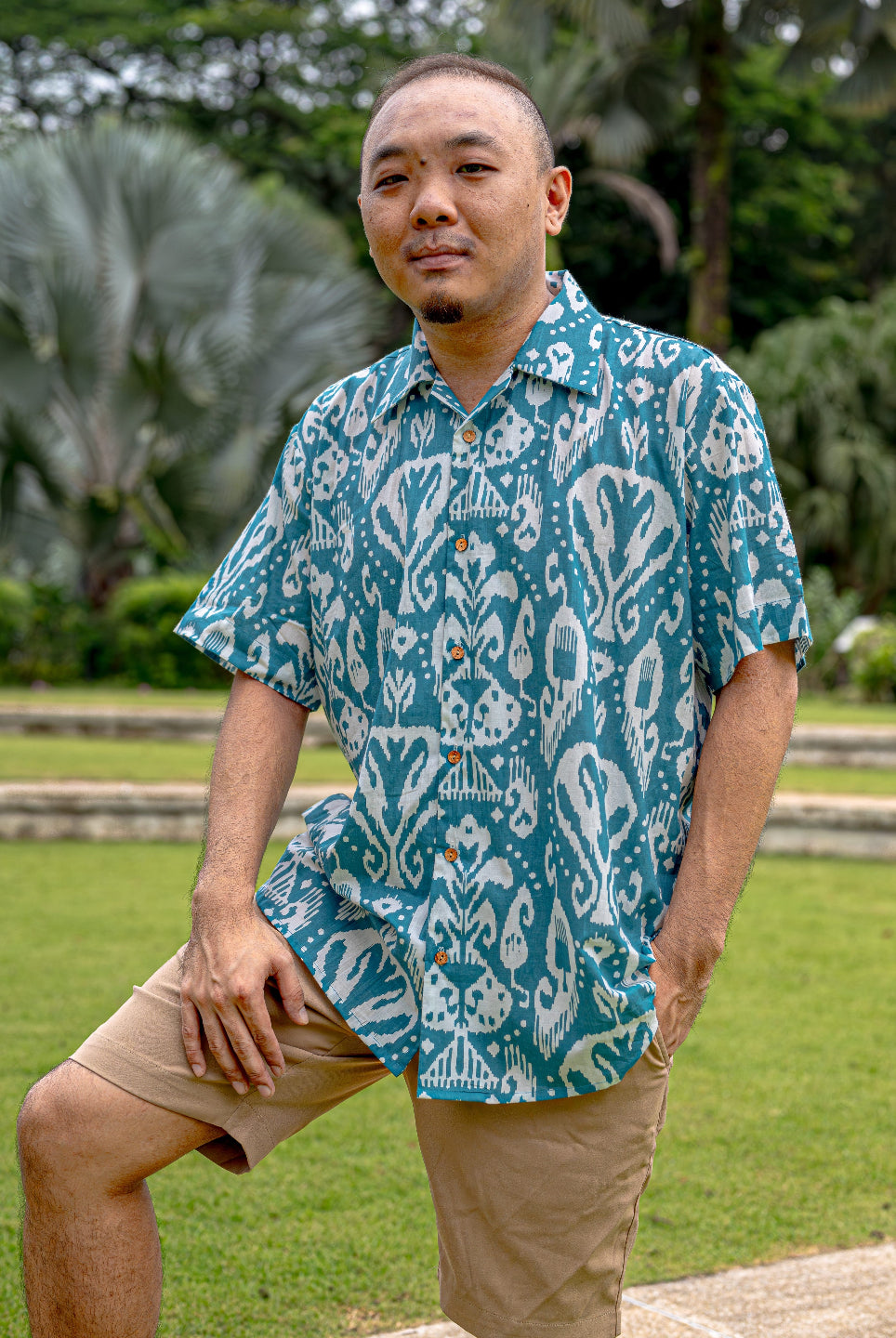 Ankara Blue Adults Unisex Cotton Shirt