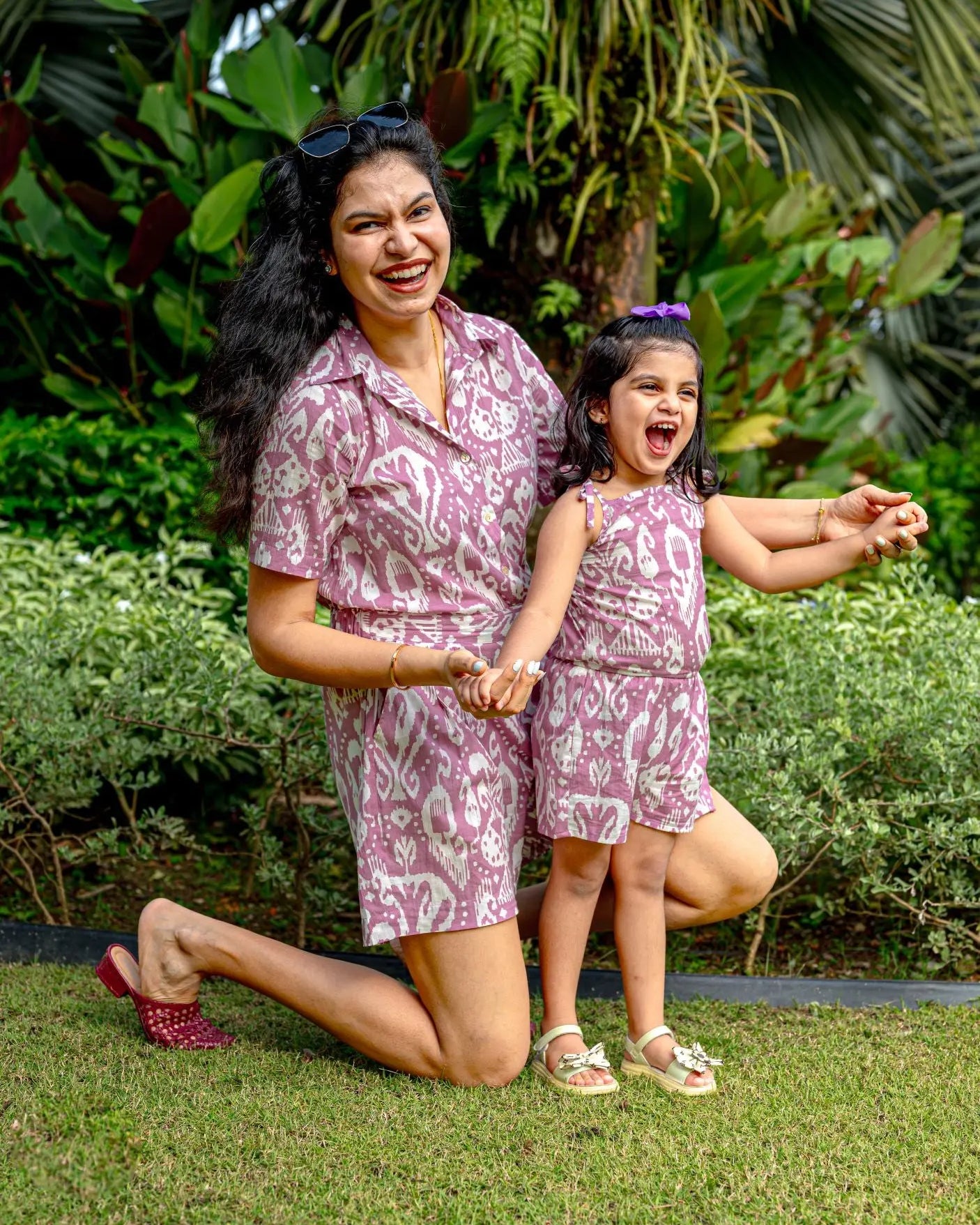 Ankara Mauve Girls Cotton Playsuit Nimbu