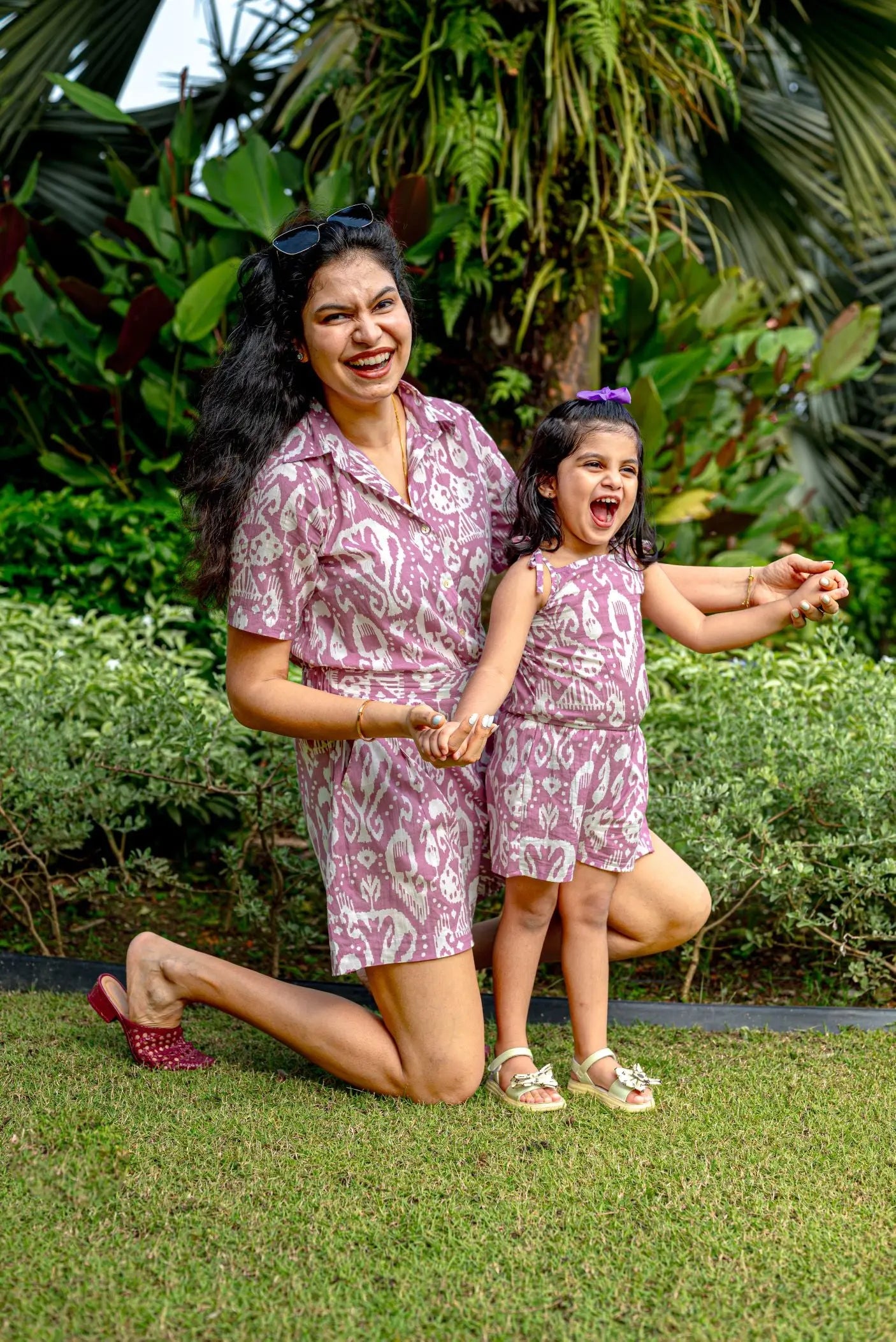 Ankara Mauve Girls Cotton Playsuit Nimbu