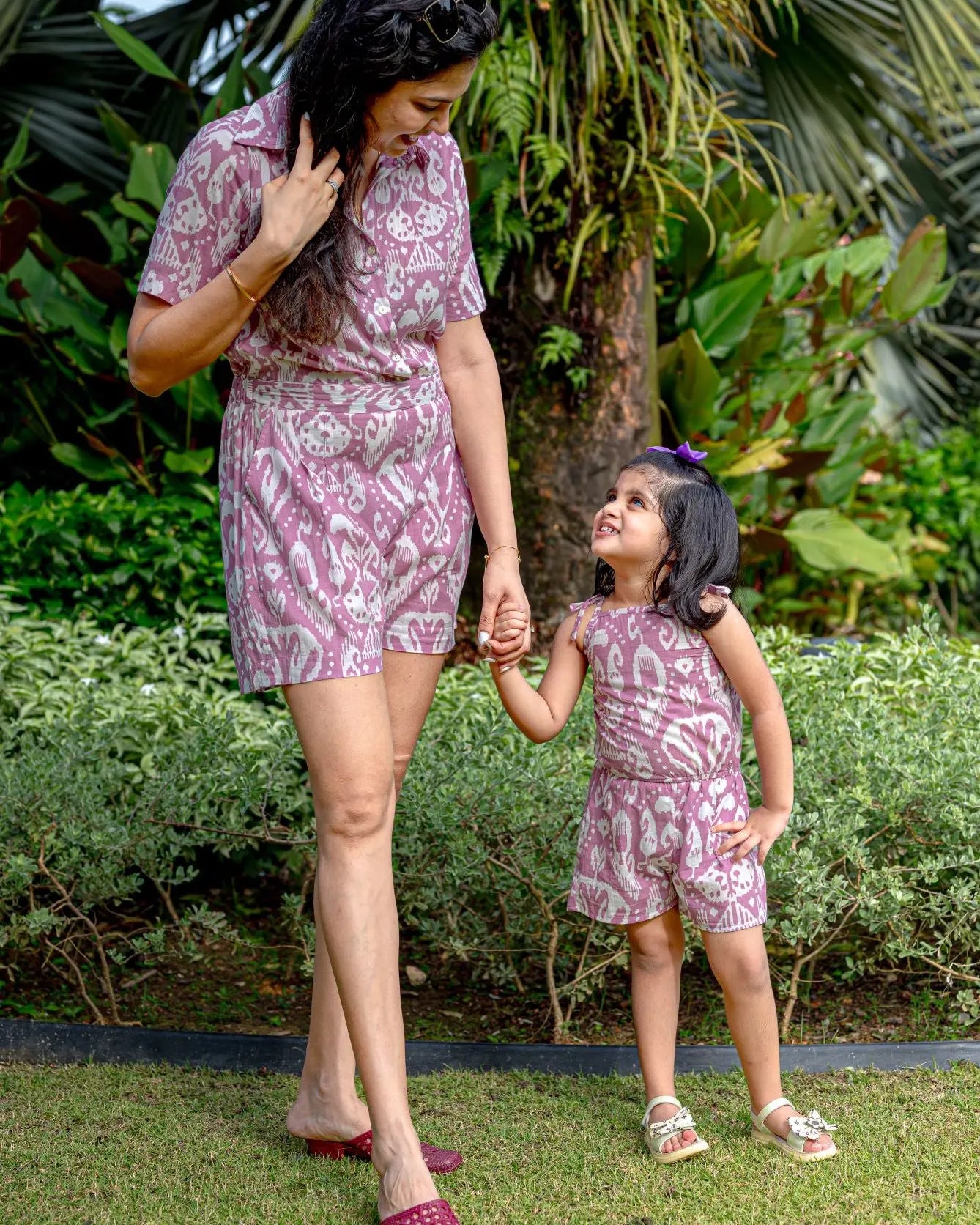 Ankara Mauve Girls Cotton Playsuit Nimbu