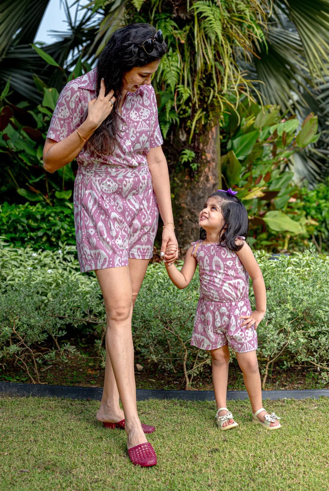 Ankara Mauve Girls Cotton Playsuit Nimbu