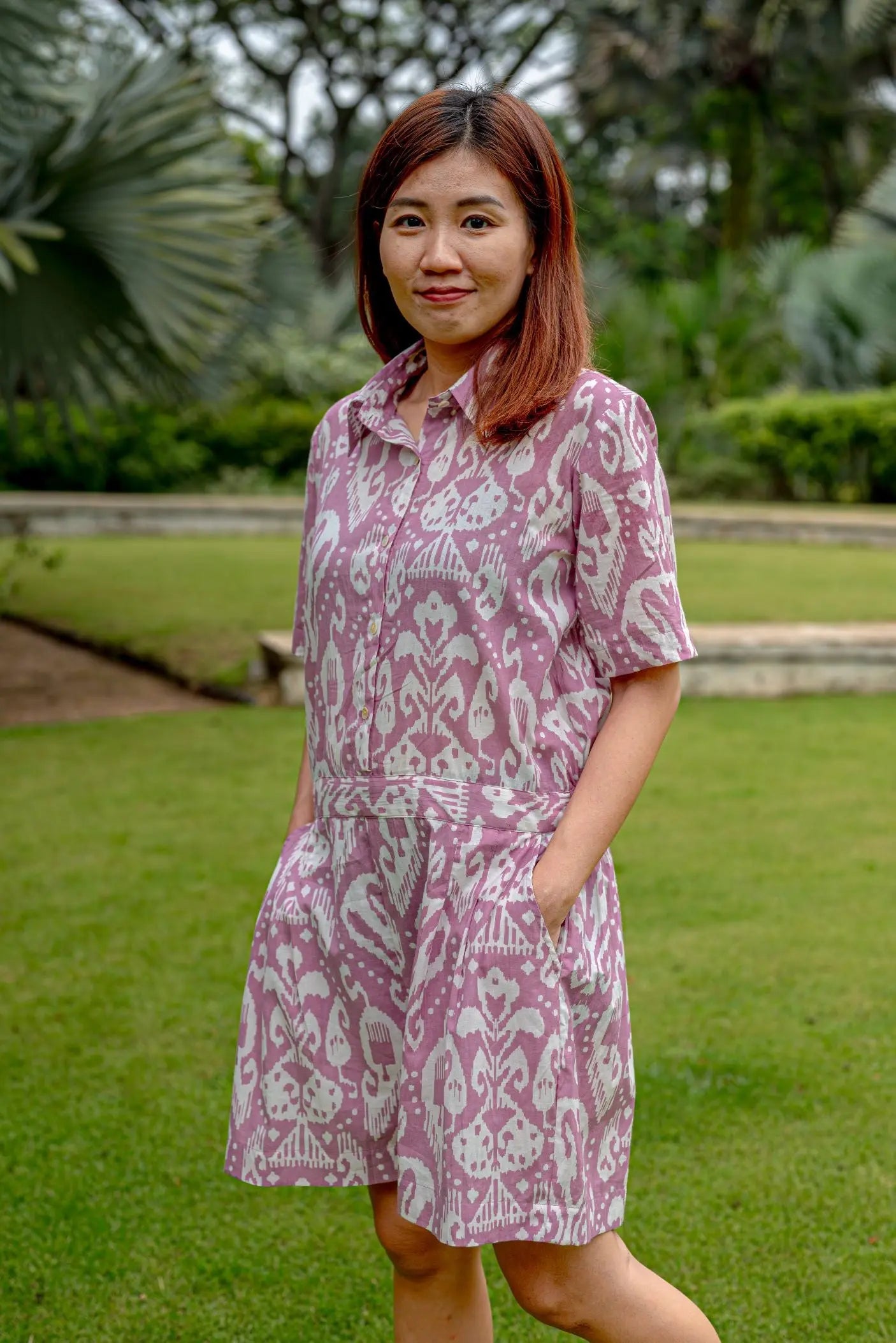 Ankara Mauve Womens Cotton Playsuit Nimbu