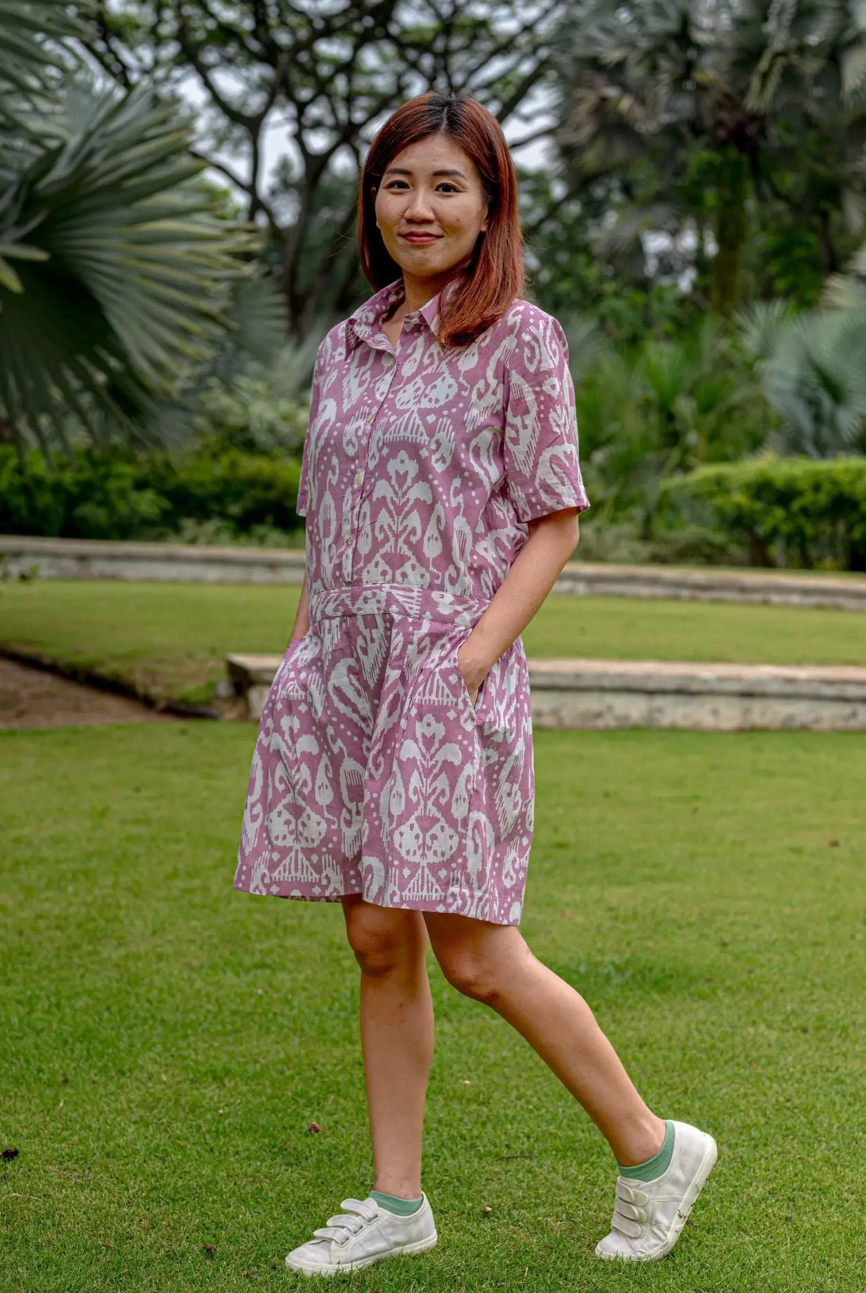 Ankara Mauve Womens Cotton Playsuit Nimbu