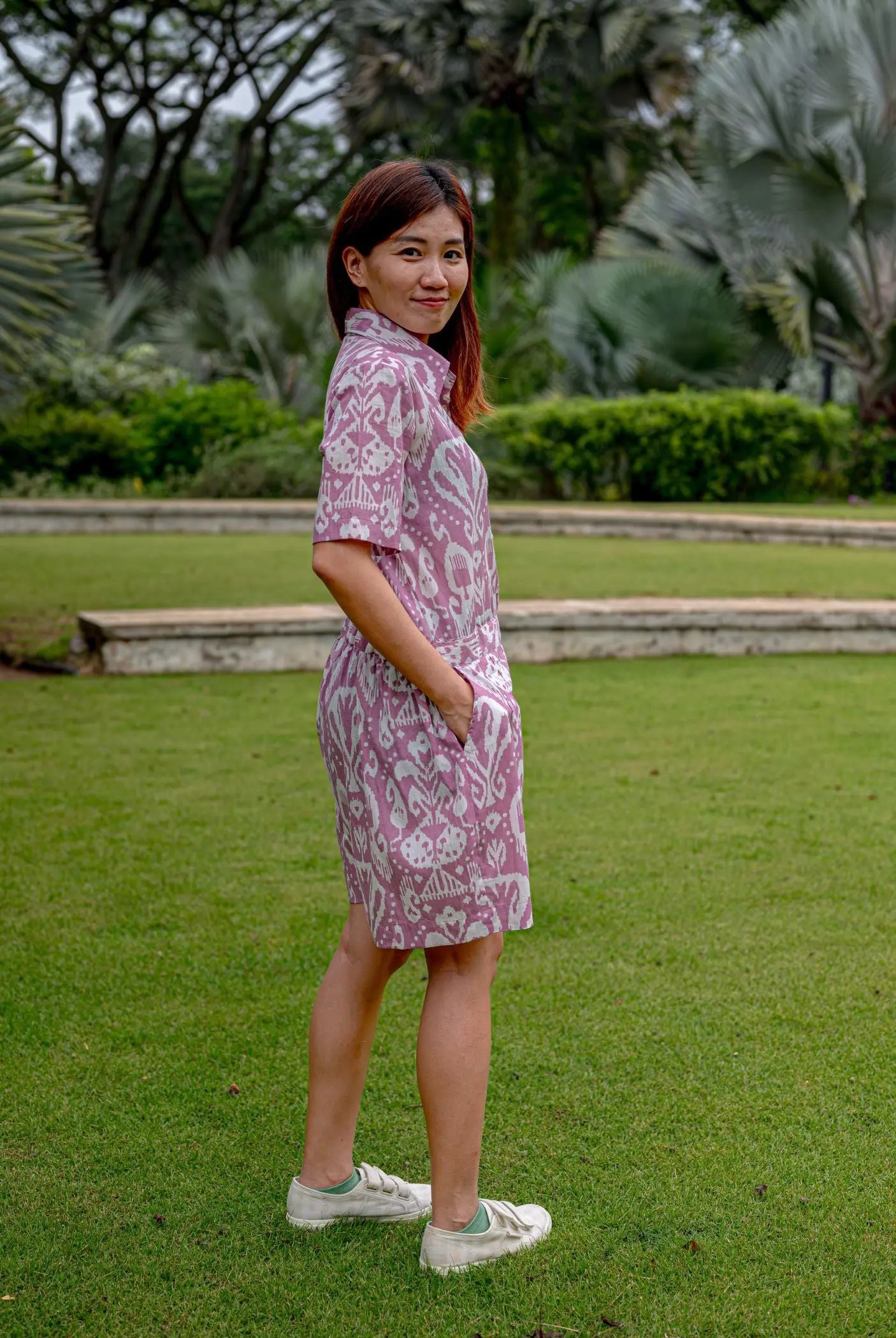 Ankara Mauve Womens Cotton Playsuit Nimbu