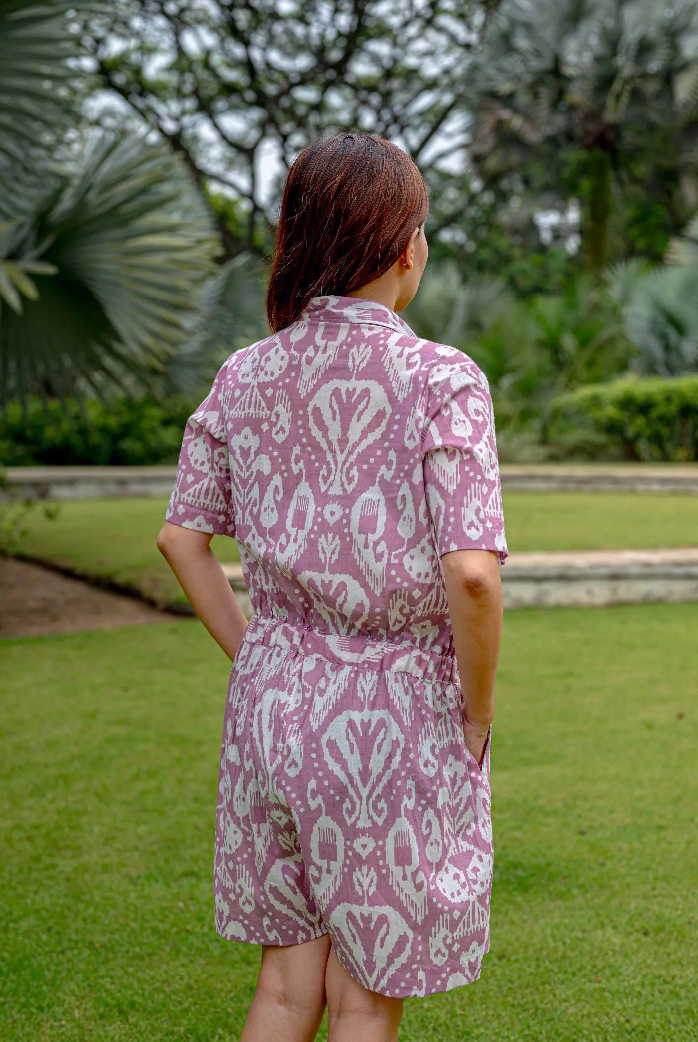 Ankara Mauve Womens Cotton Playsuit Nimbu