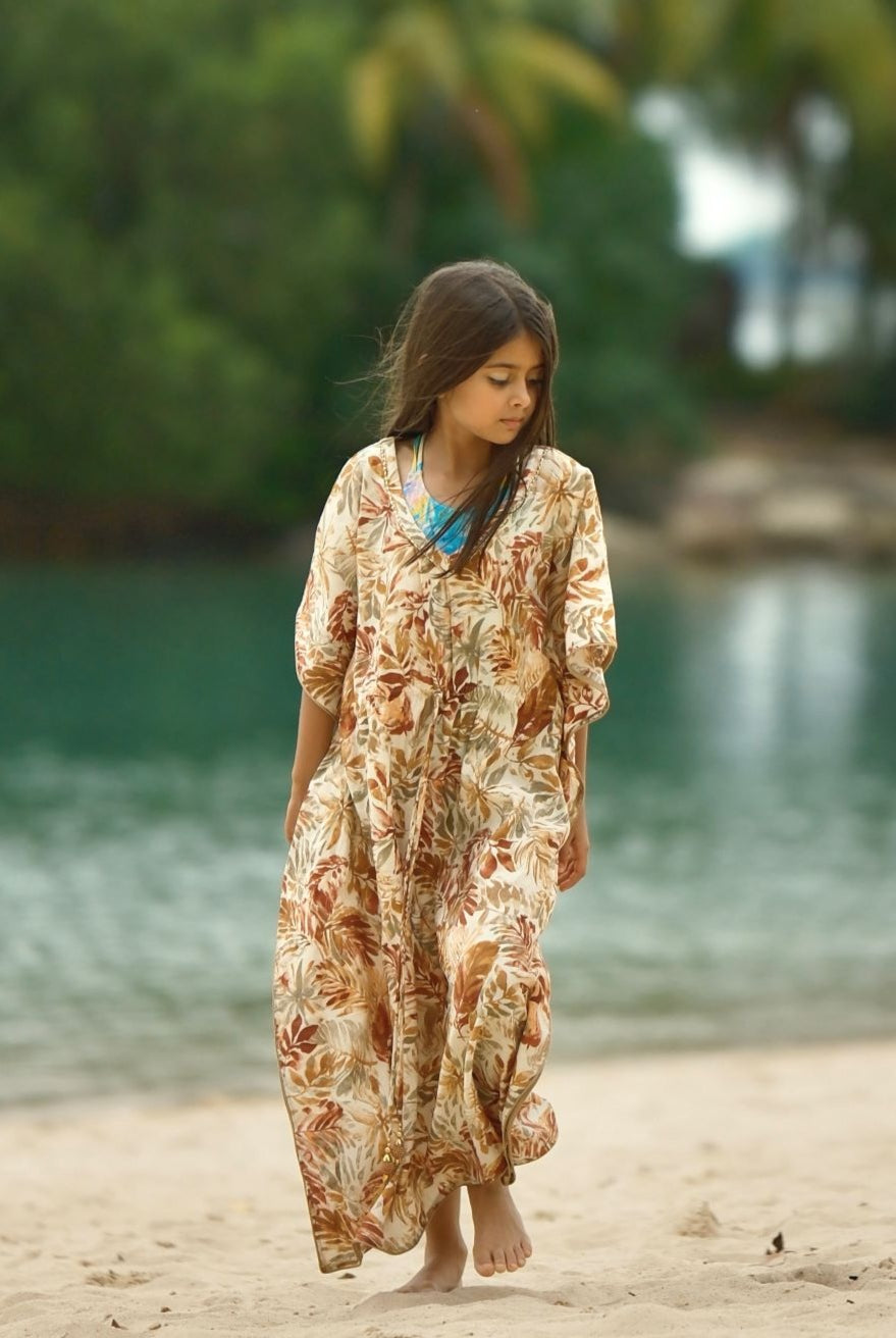 Arya long kaftan dress for Hari Raya, weekend party, festive for girls