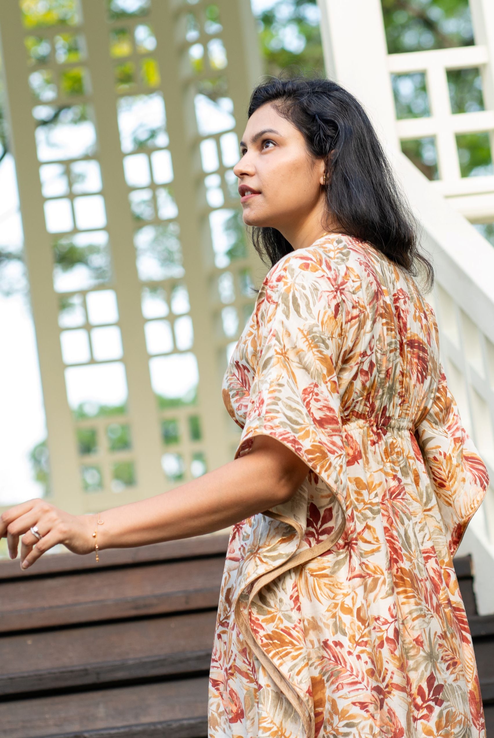 Arya Red Gold Women's Long Kaftan Dress, Festive Season, Hari Raya, Weekend Party, Deepavali, Rakhi