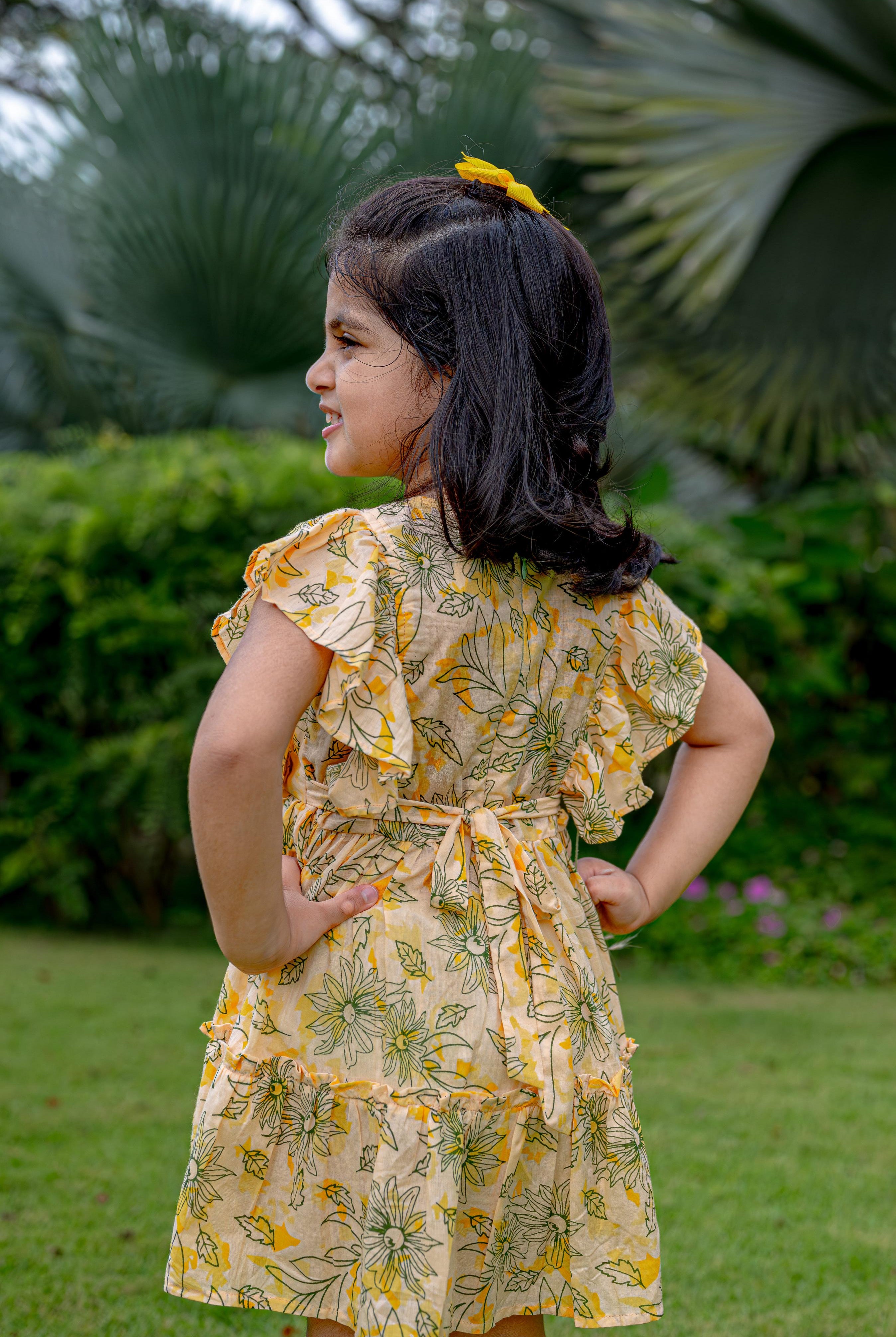 Bali Yellow Girls Cotton Frock 3
