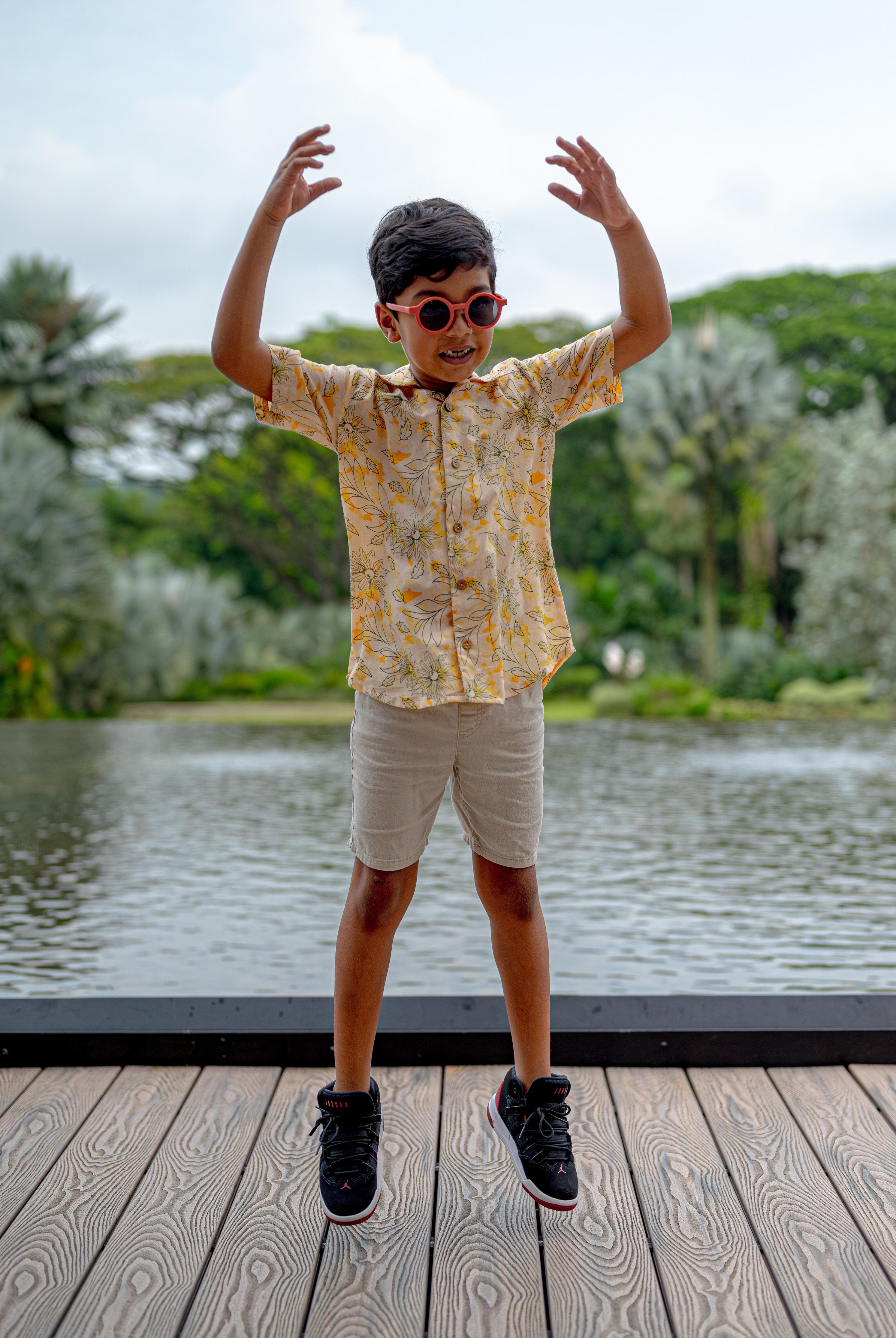 Bali Yellow Unisex Cotton Shirt in Hawaiian Collar 5