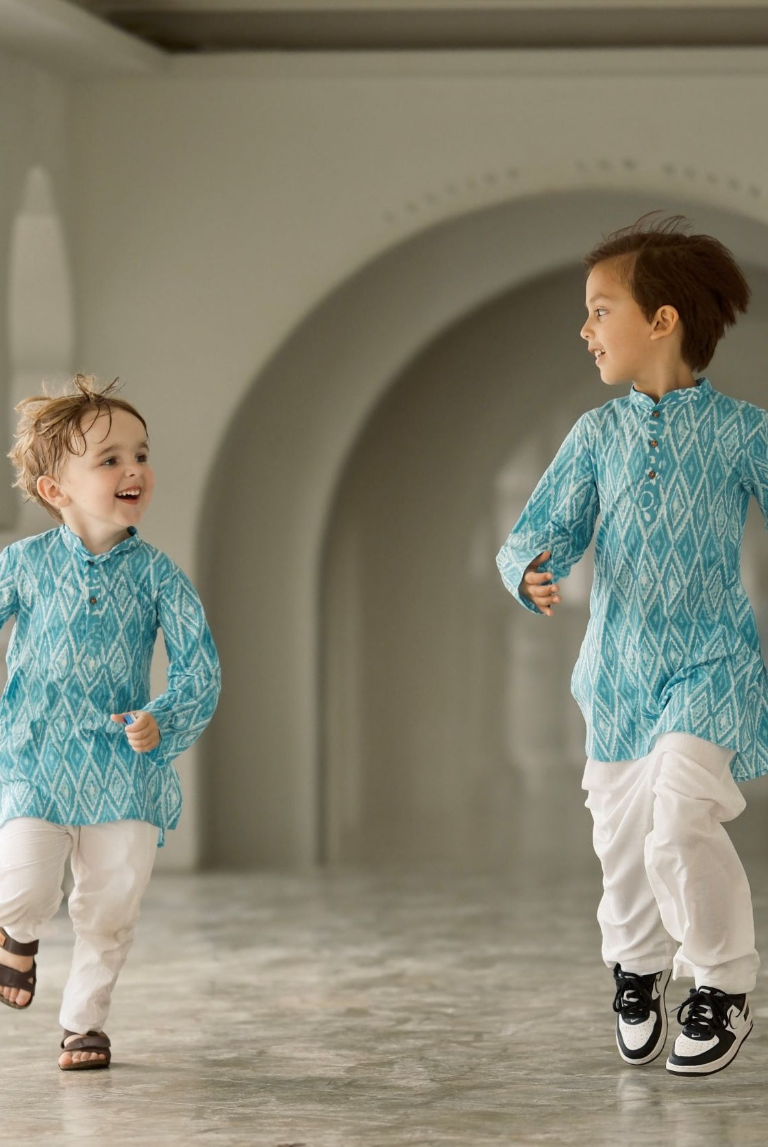 'Meher' Boys Blue Kurta Pajama Set in Soft Cotton