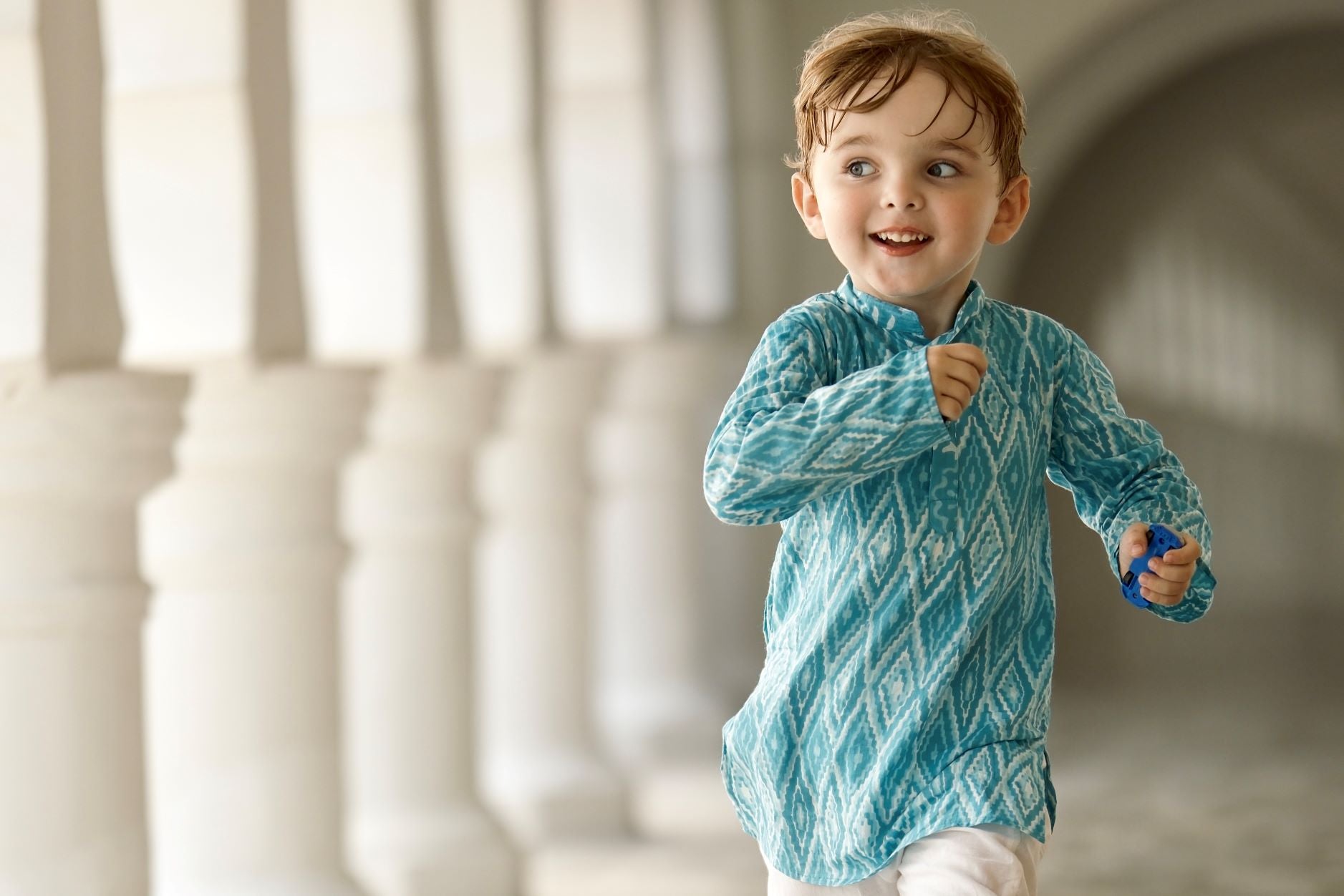 'Meher' Boys Blue Kurta Pajama Set in Soft Cotton