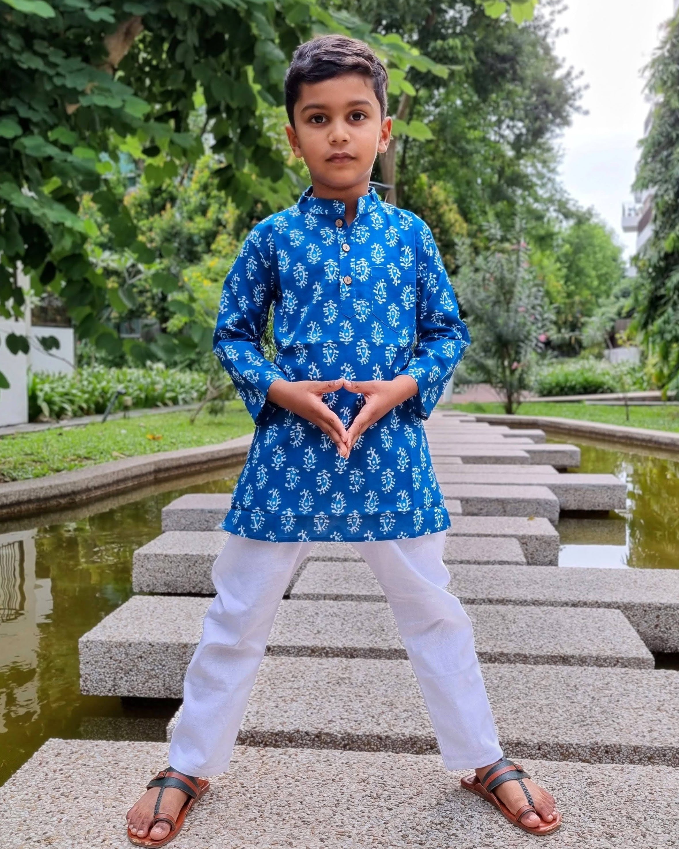 Blue Paisley Kurta Pajama Set