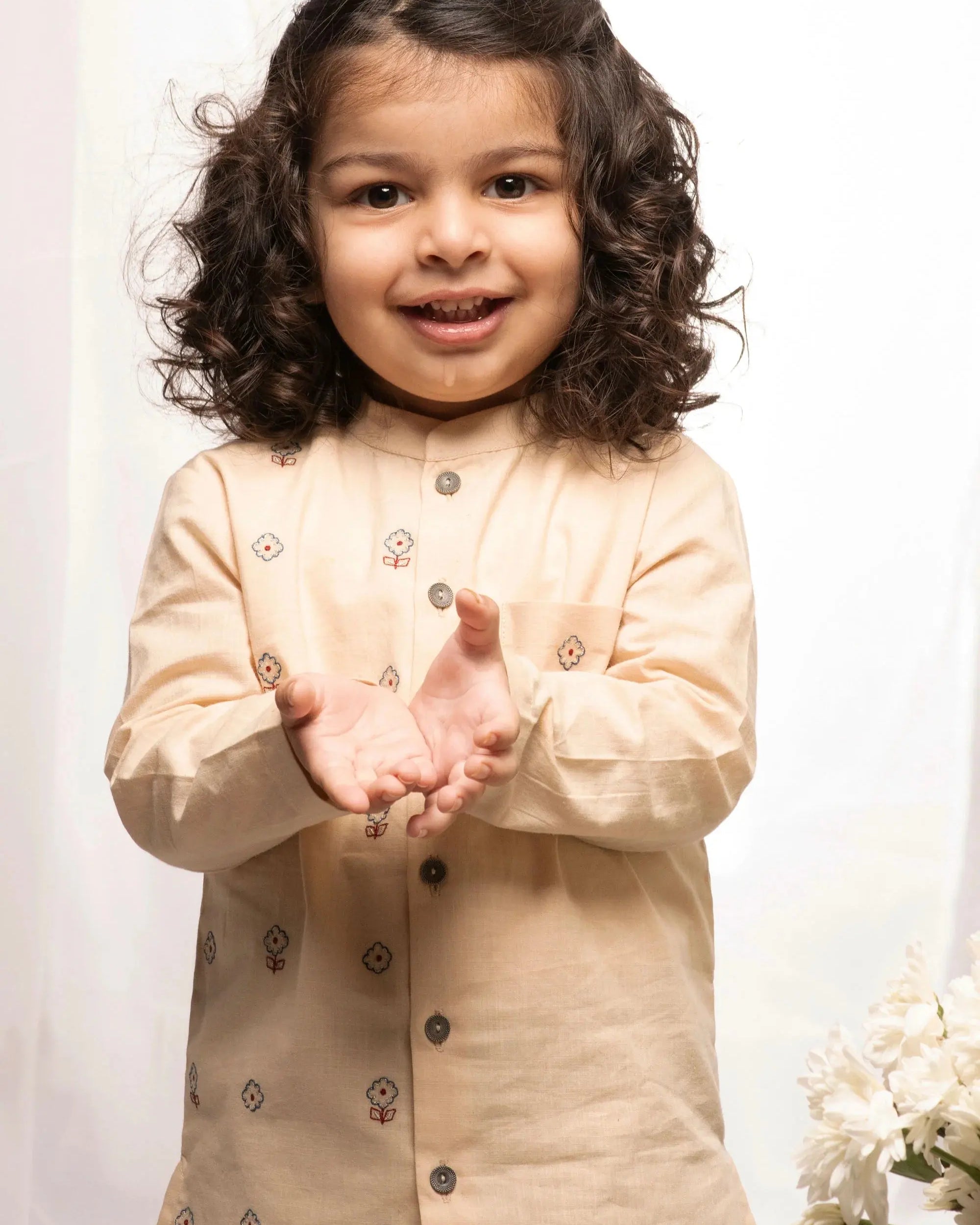 Boys Blue Embroidered Buti Dhoti Set Tiber Taber