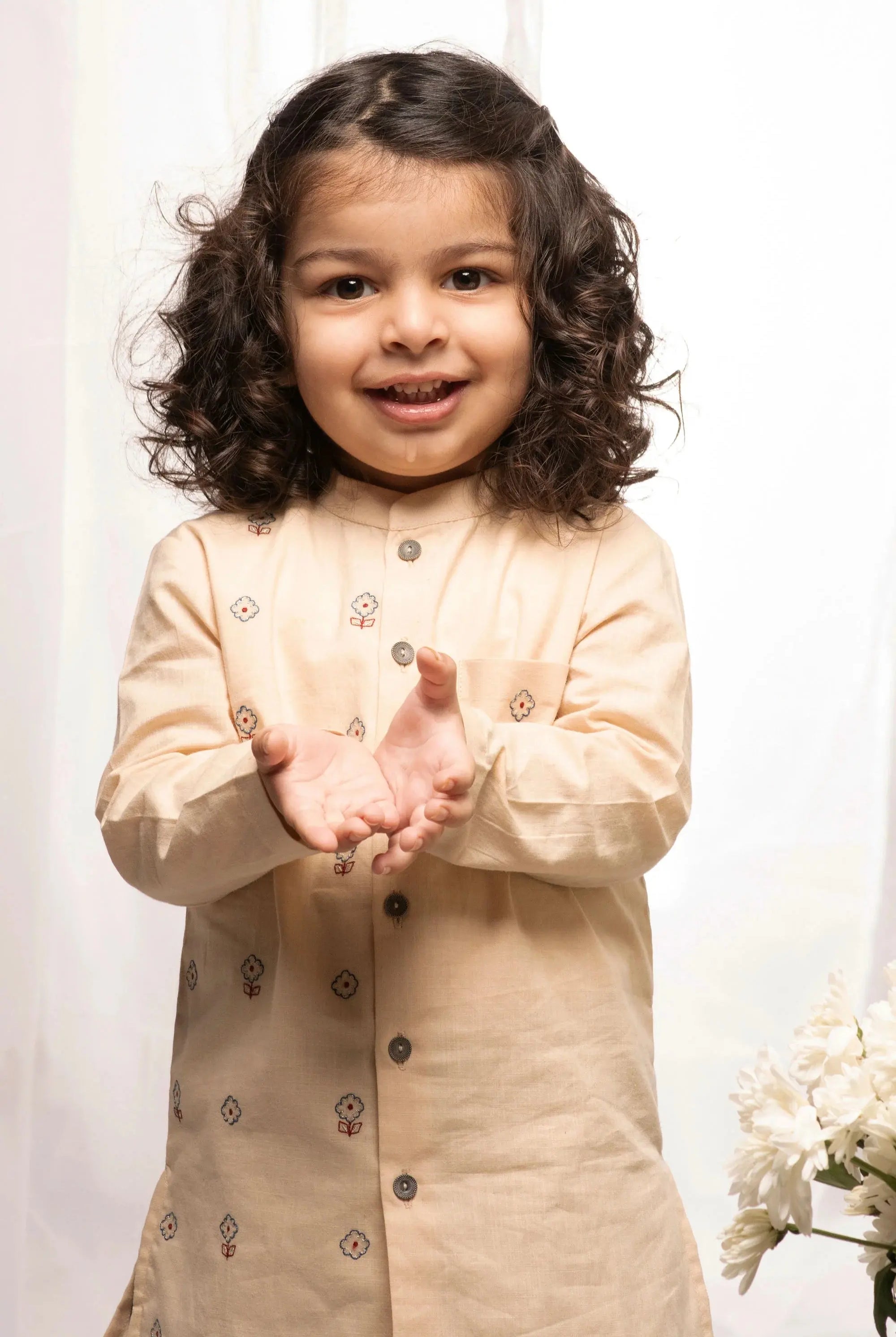 Boys Blue Embroidered Buti Dhoti Set Tiber Taber