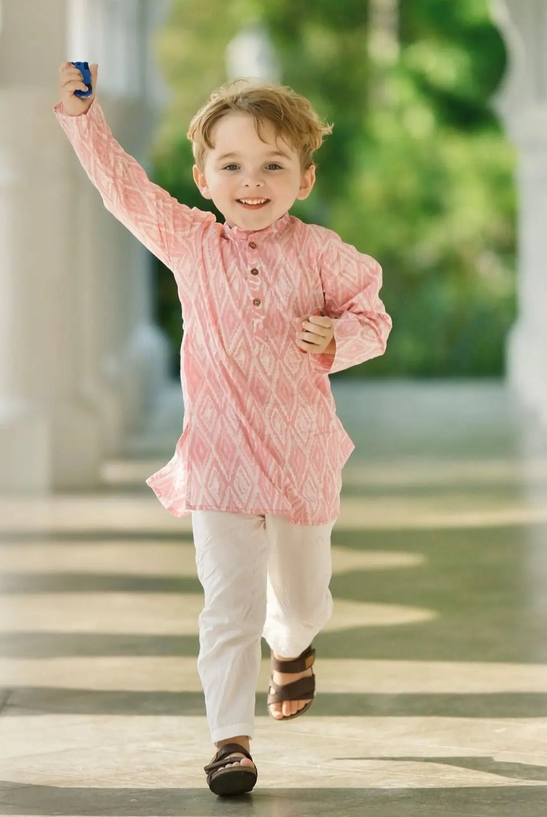 'Meher' Boys Pink Kurta Pajama Set in Soft Cotton