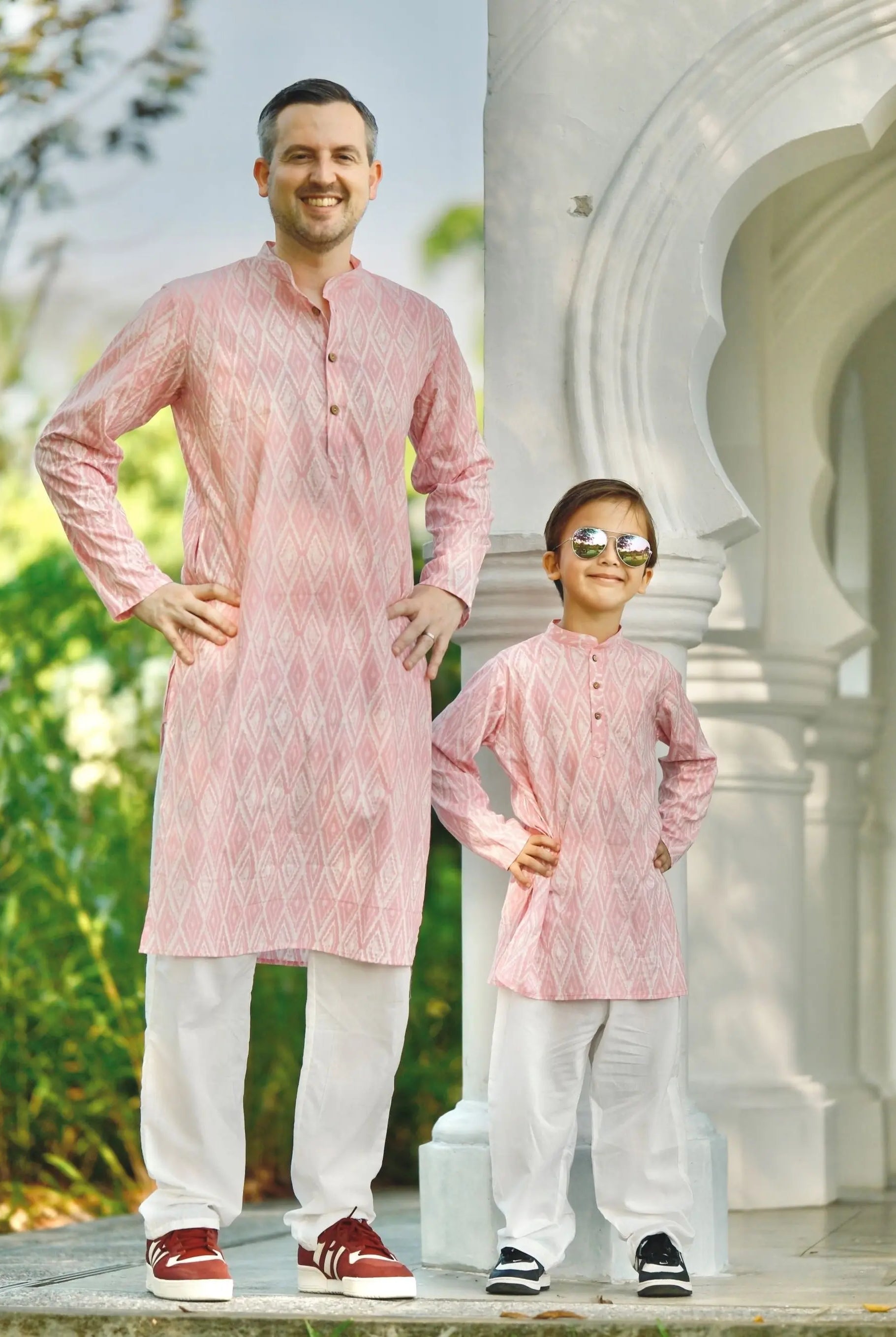 'Meher' Boys Pink Kurta Pajama Set in Soft Cotton Nimbu