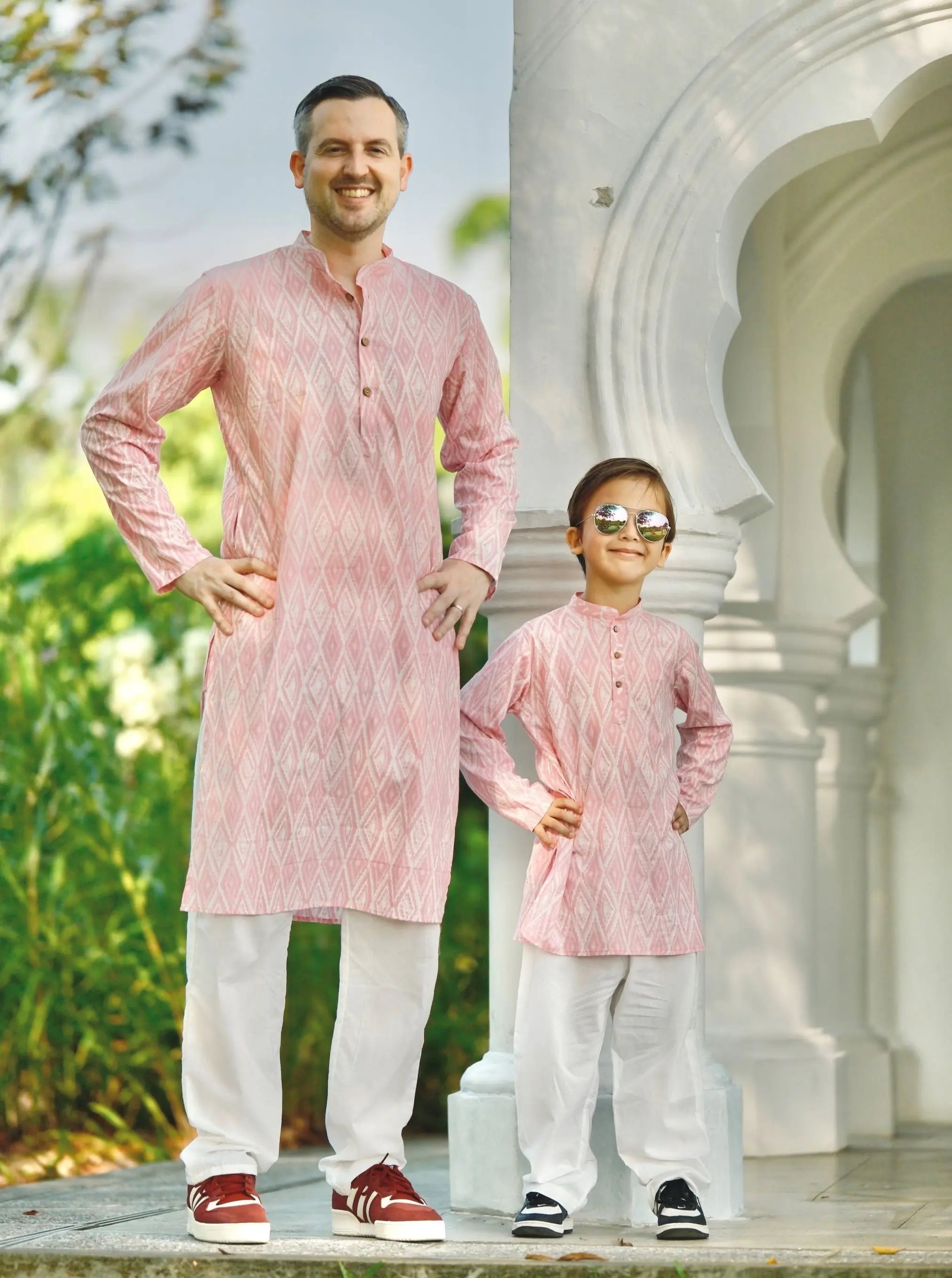 'Meher' Boys Pink Kurta Pajama Set in Soft Cotton Nimbu