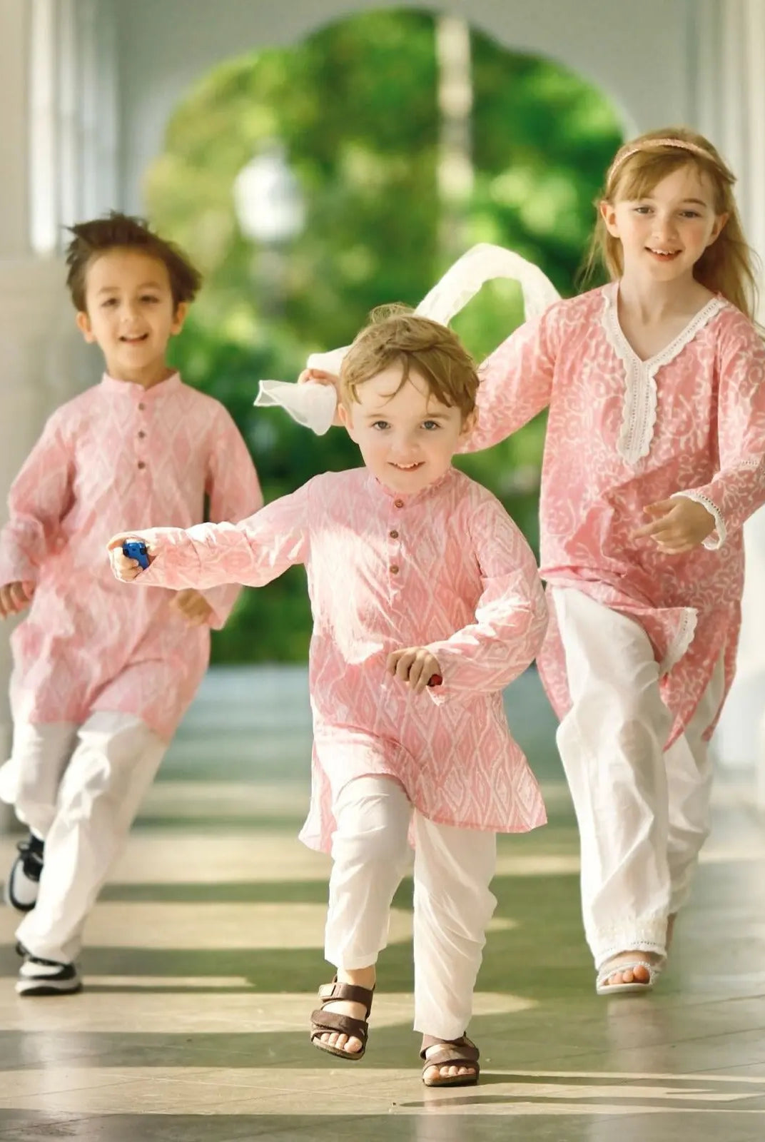 'Meher' Boys Pink Kurta Pajama Set in Soft Cotton Nimbu