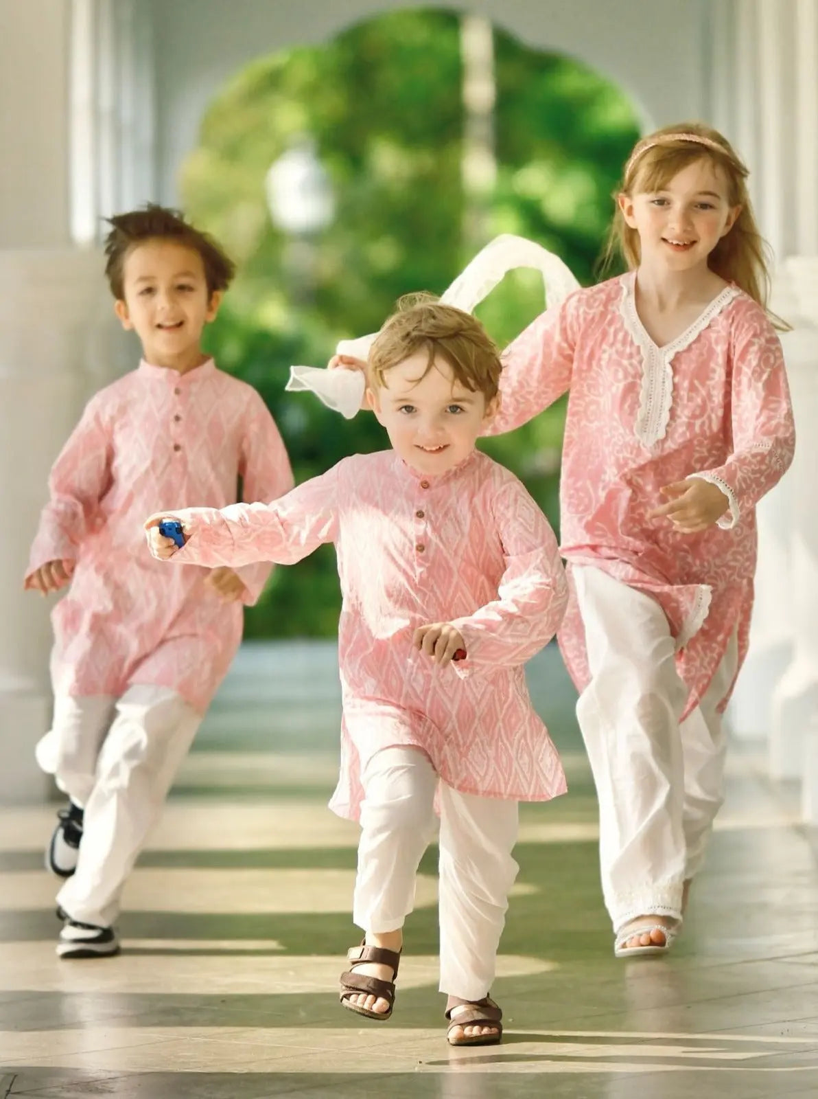 'Meher' Boys Pink Kurta Pajama Set in Soft Cotton Nimbu